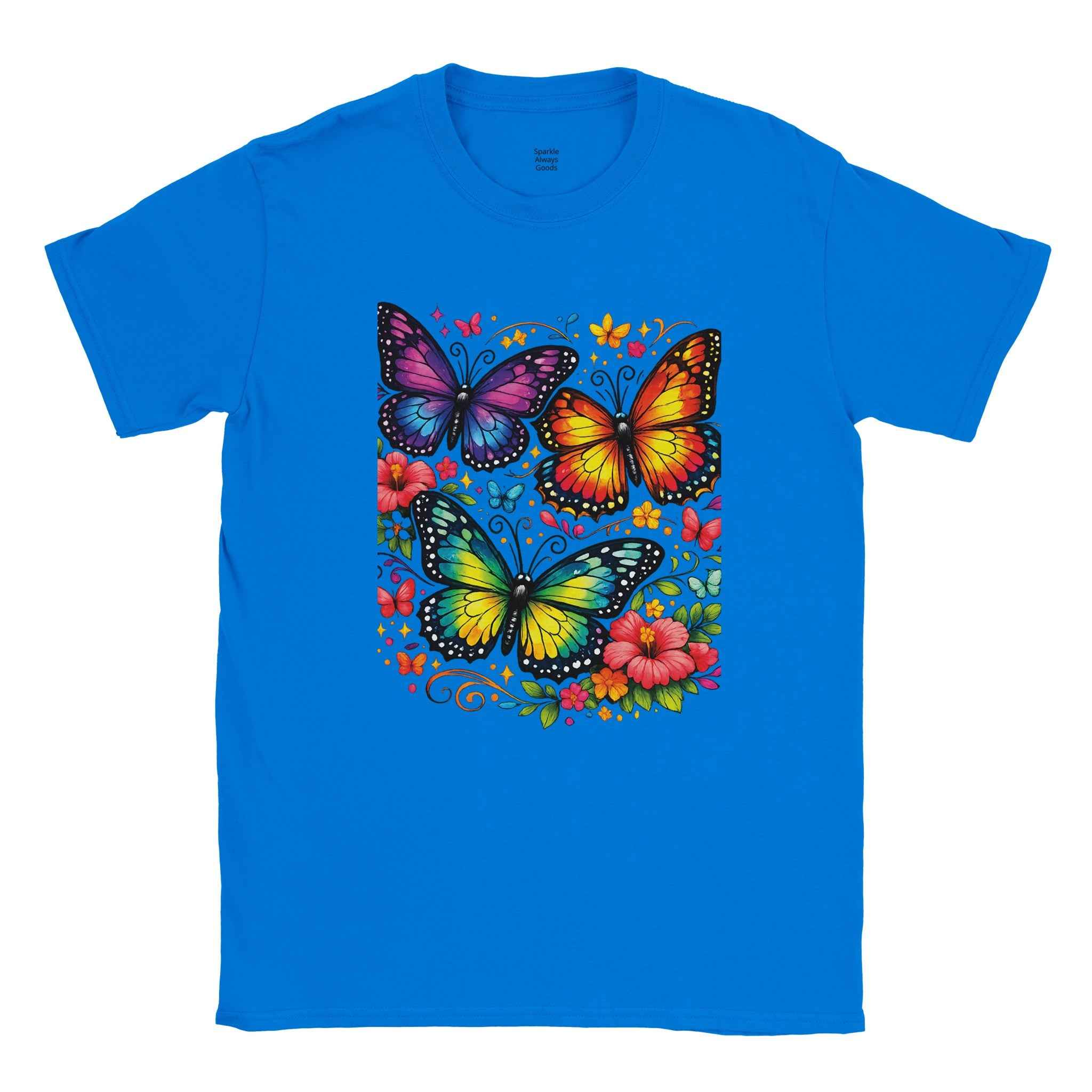 Chic Colorful Butterfly Graphic T-Shirt - 100% Cotton Summer Tee
