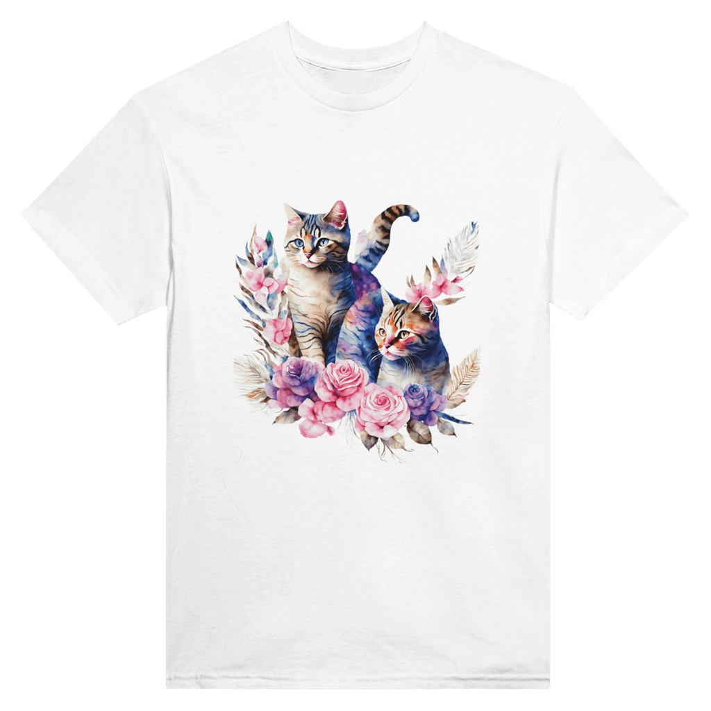Colorful Cat Cotton T-Shirt - Premium Casual Crewneck Ideal Gift or for Cat Owners