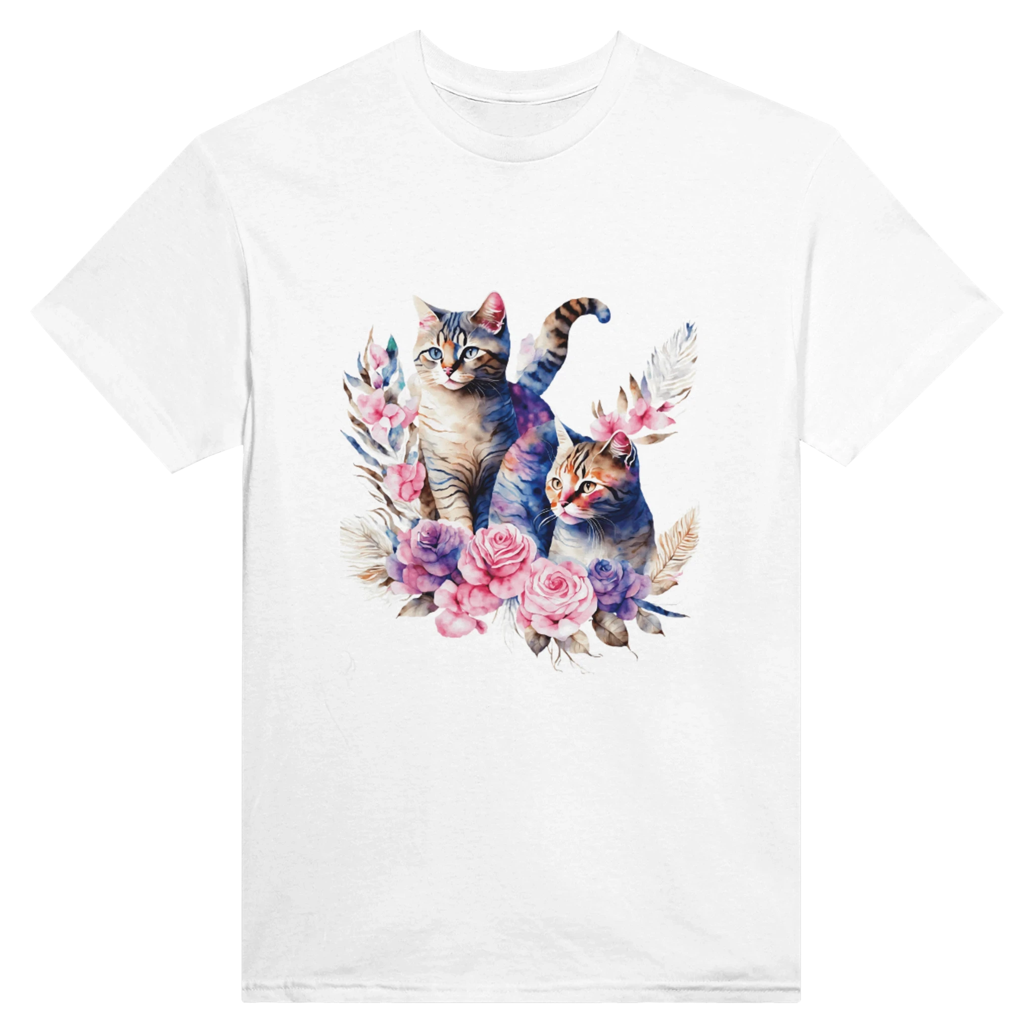 Colorful Cat Cotton T-Shirt - Premium Casual Crewneck Ideal Gift or for Cat Owners