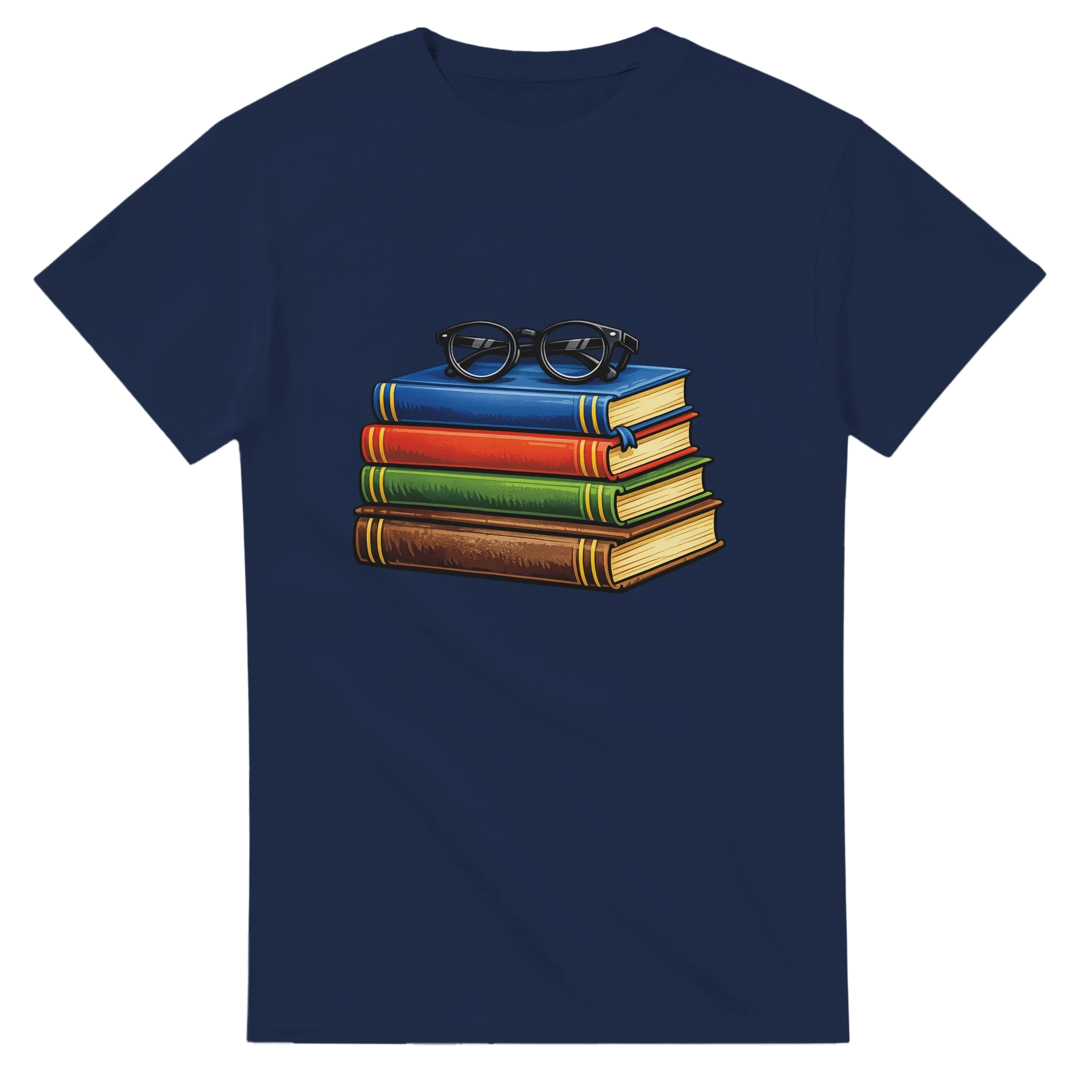 Books and Glasses Graphic T-Shirt – Premium Heavyweight Cotton Tee for Book Lovers or Teacher Gift or Student