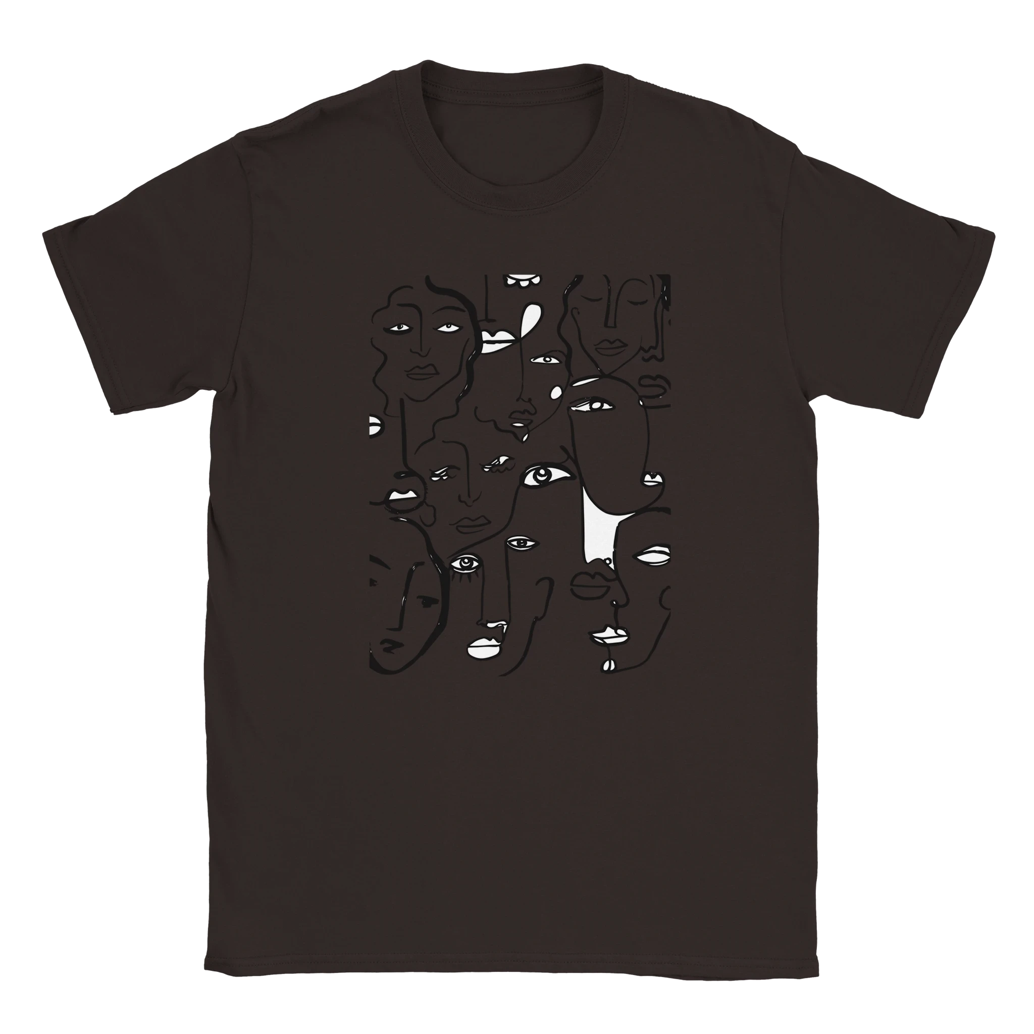 Artistic Many Faces Graphic T-Shirt - Premium Soft Ring-Spun Cotton Crewneck
