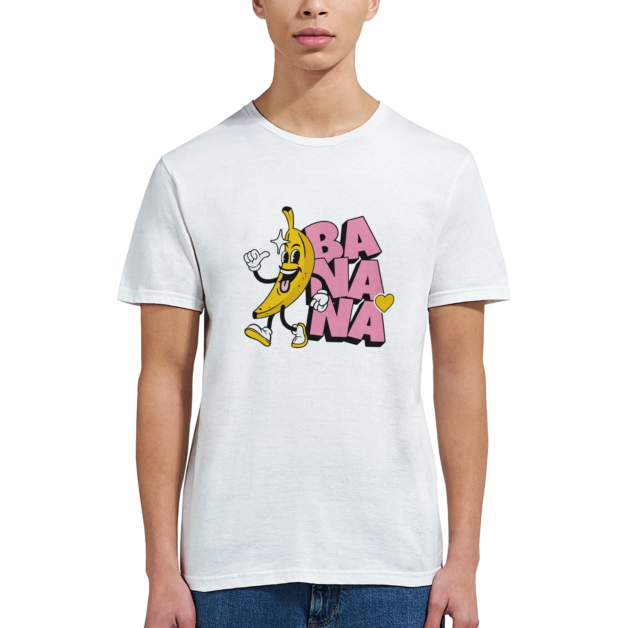 Smiling Banana Graphic T-Shirt - Premium Soft Cotton Crewneck