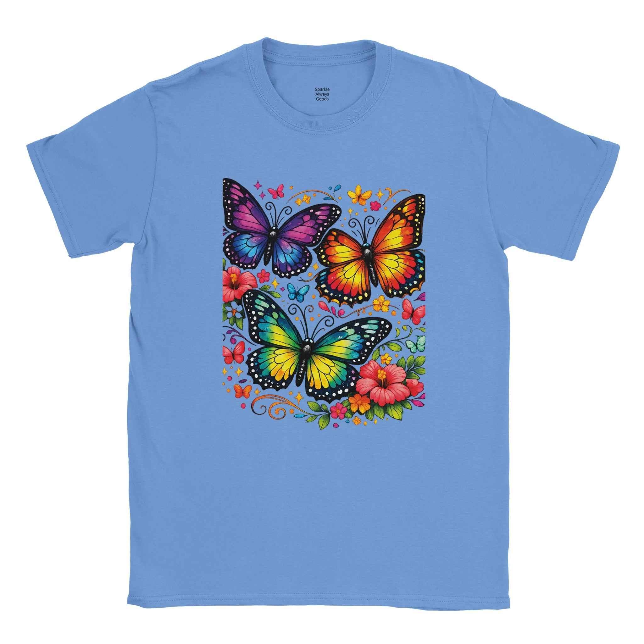 Chic Colorful Butterfly Graphic T-Shirt - 100% Cotton Summer Tee