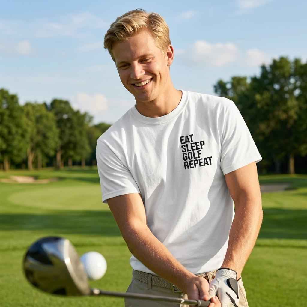 Golf Graphic T-Shirt - Heavyweight Cotton Classic Fit EAT SLEEP REPEAT GOLF