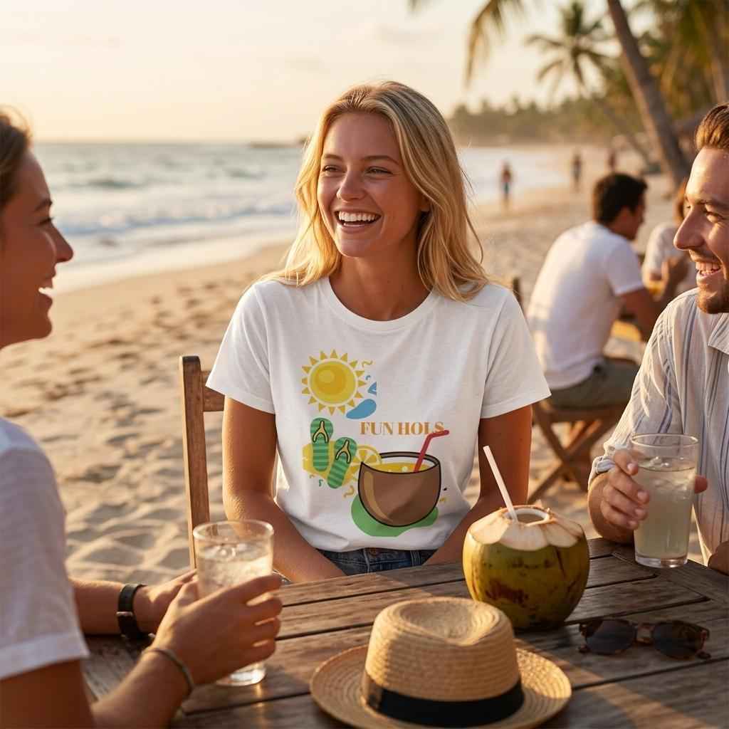 Fun Holiday Beach Graphic T-Shirt - Premium Cotton Tee