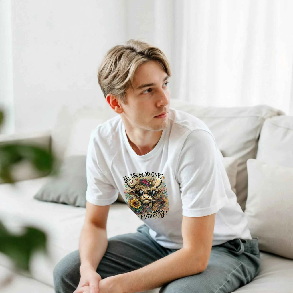Good Ones Are Crazy Funny Cow Graphic T-Shirt - Premium Unisex Cotton Tee