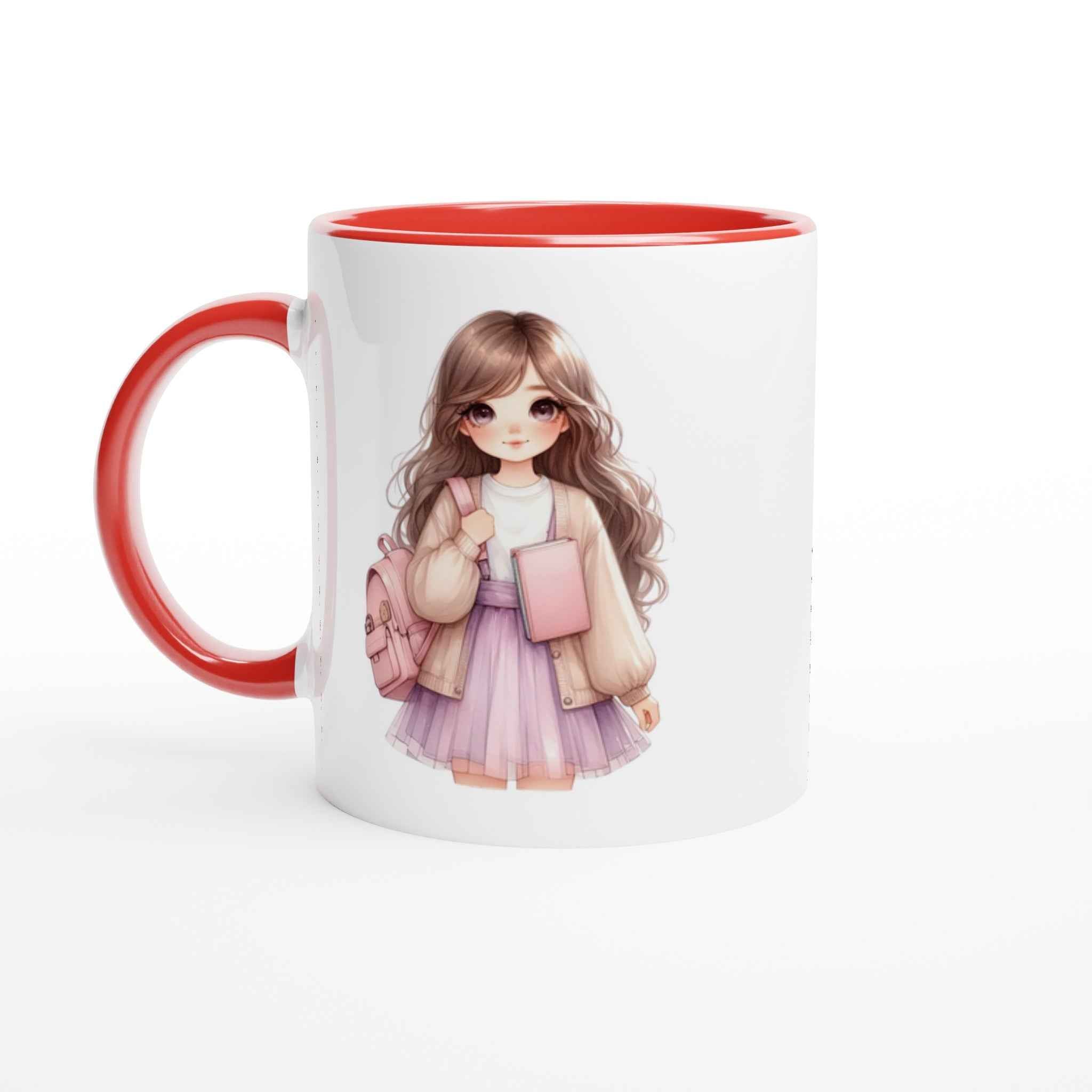 Cute Girl Mug, Aesthetic Coffee Cup, Personalized Gift for Her, Kawaii Ceramic Mug, Tea Lover Gift, Unique Illustration Drinkware