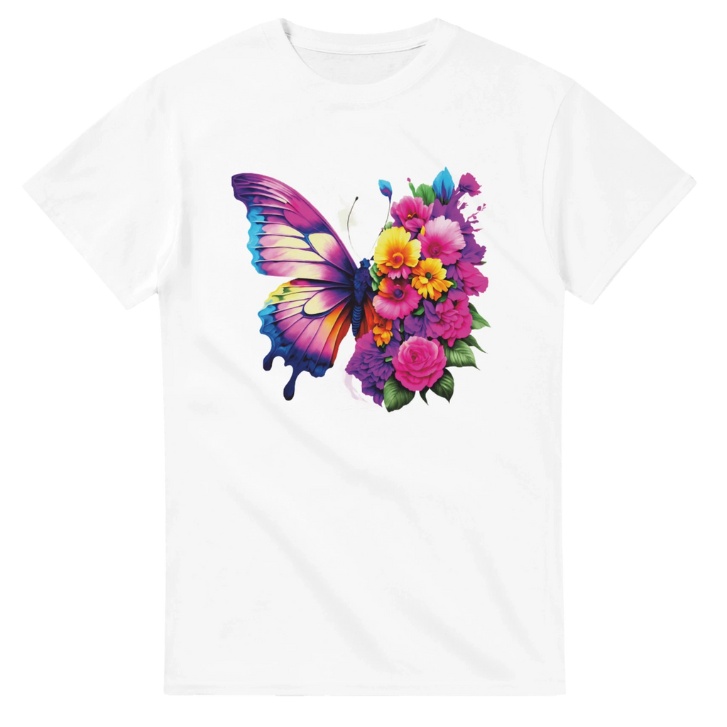 Butterfly and Flower Summer Bright T-Shirt – Casual Graphic Tee