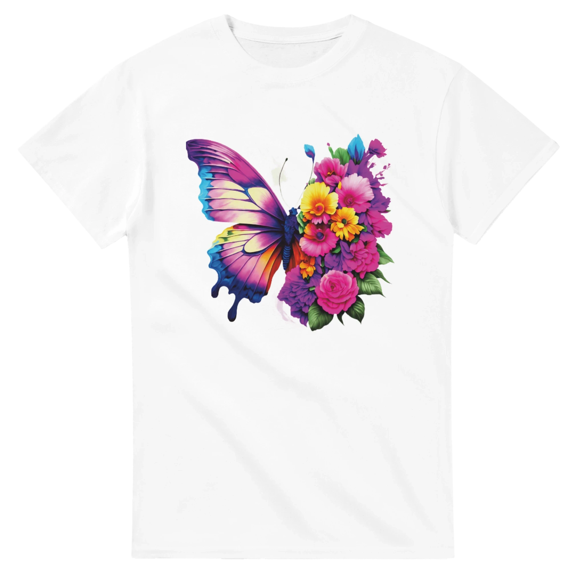 Butterfly and Flower Summer Bright T-Shirt – Casual Graphic Tee