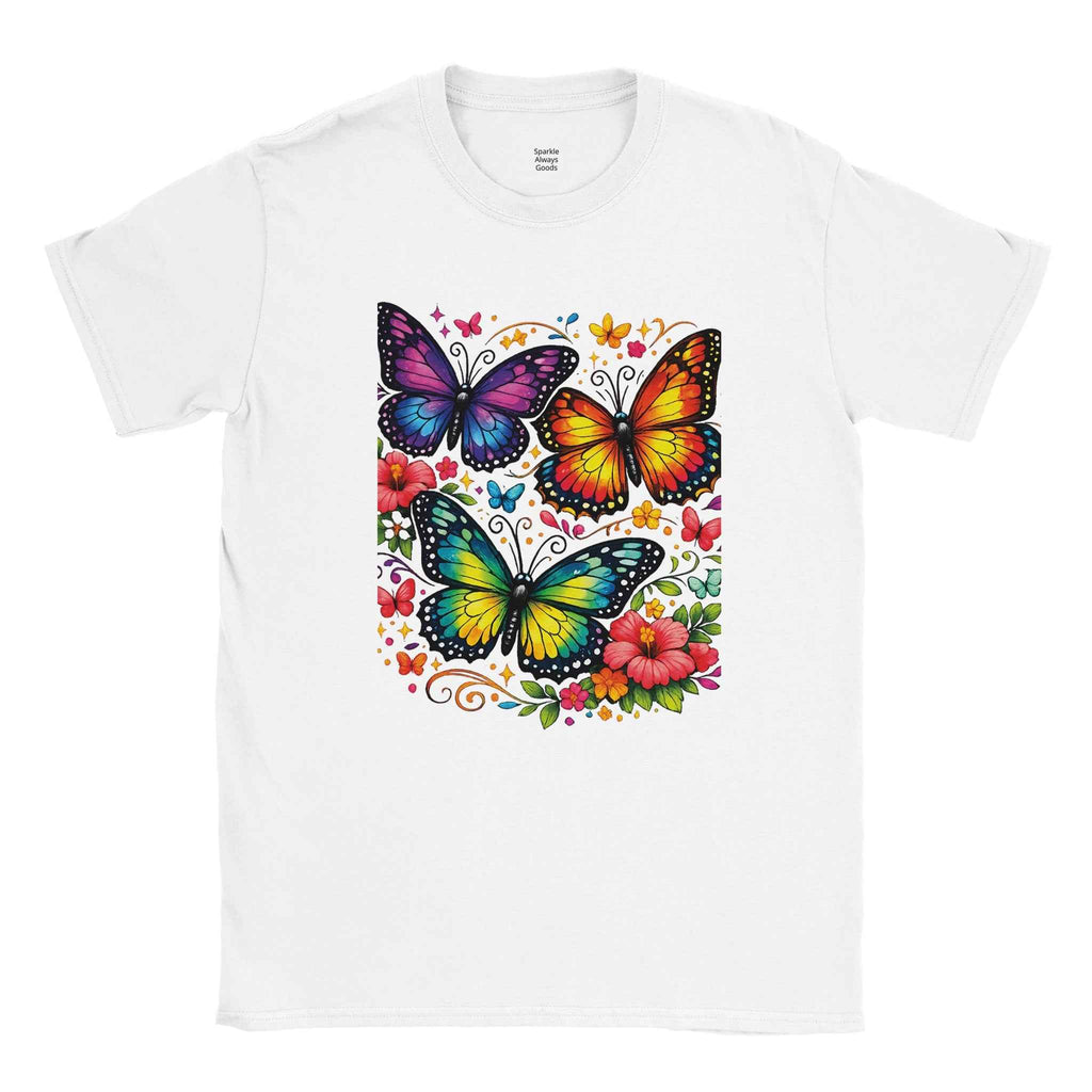 Chic Colorful Butterfly Graphic T-Shirt - 100% Cotton Summer Tee