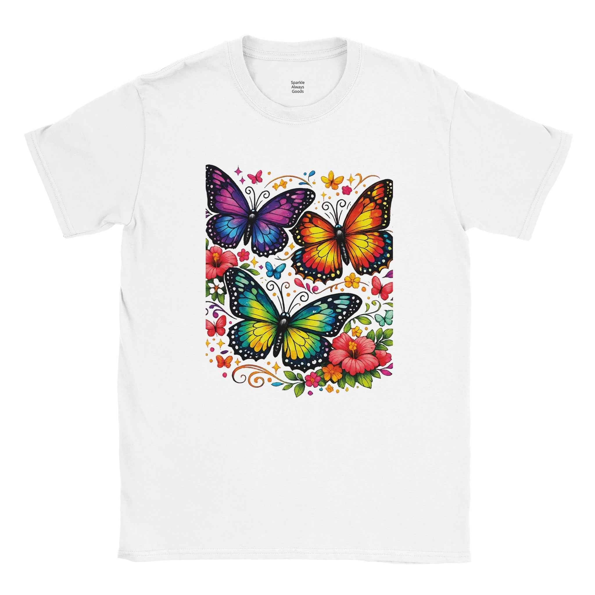 Chic Colorful Butterfly Graphic T-Shirt - 100% Cotton Summer Tee