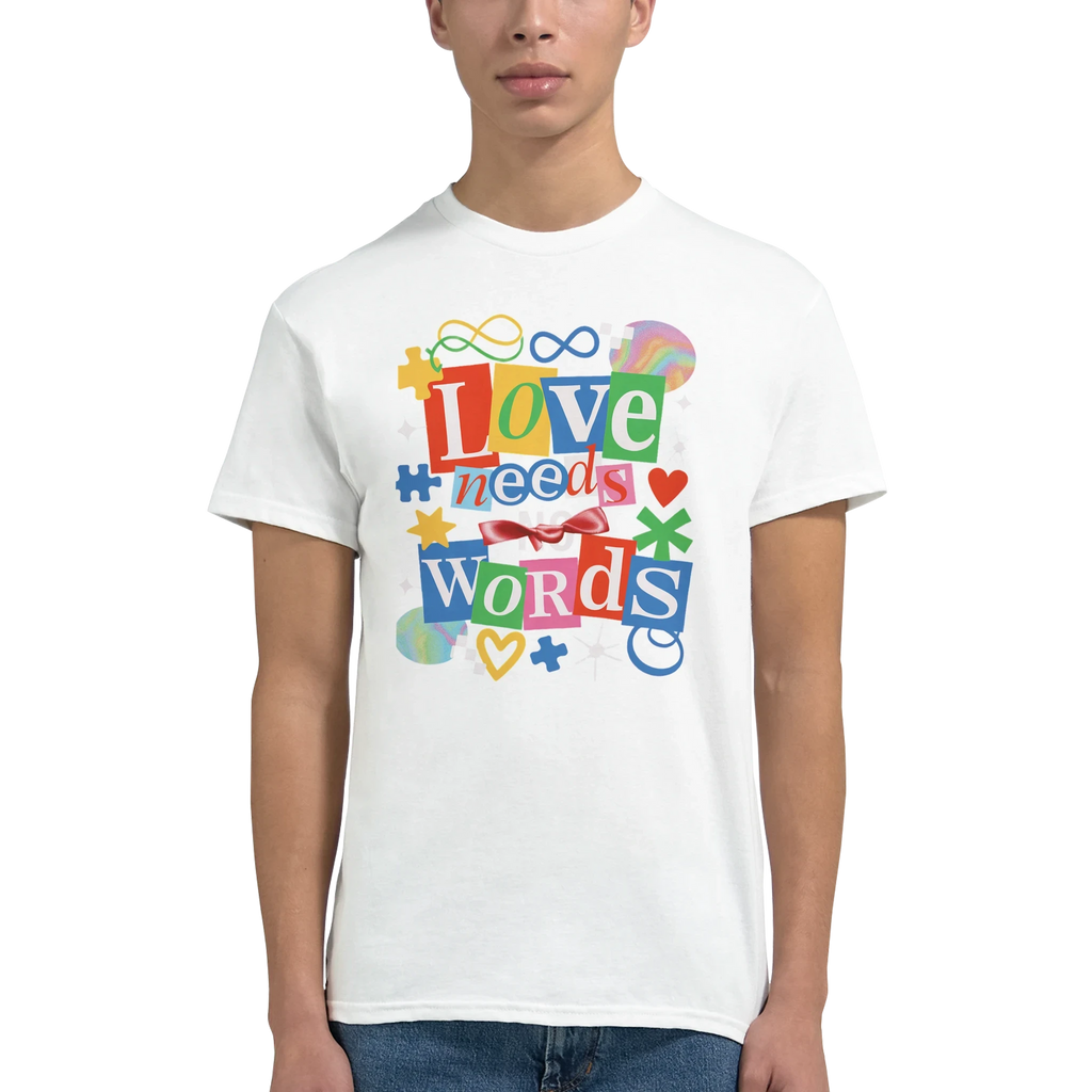 Love Needs Words Colorful Summer Graphic T-Shirt | Premium Heavyweight Cotton Tee