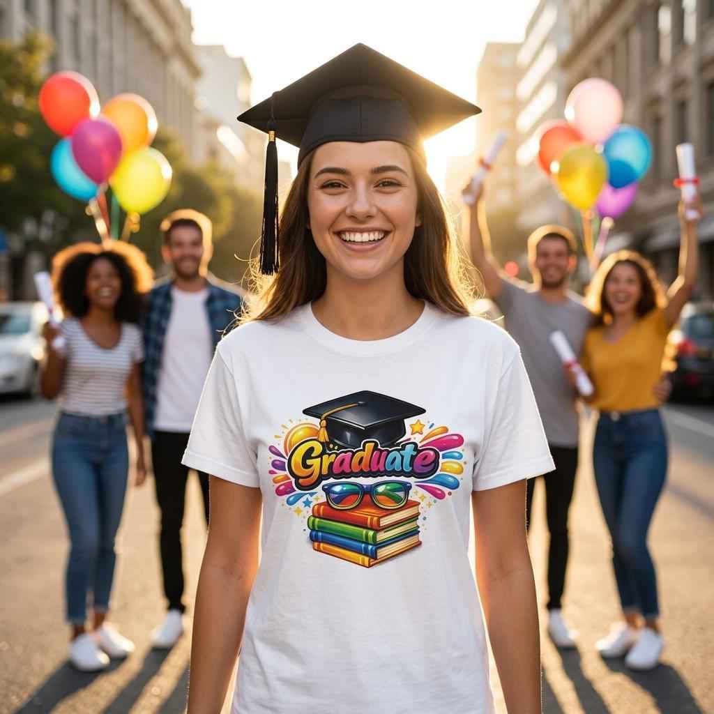 Graduate Celebration T-Shirt – Classic Heavyweight Cotton Graduation Party Tee