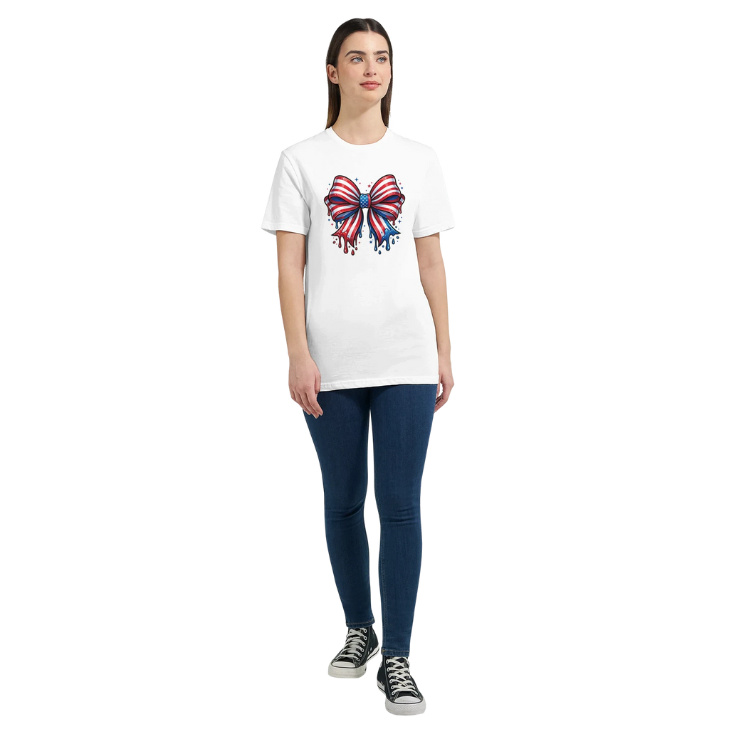 USA Flag Bow Women's T-Shirt | Patriotic Graphic Tee