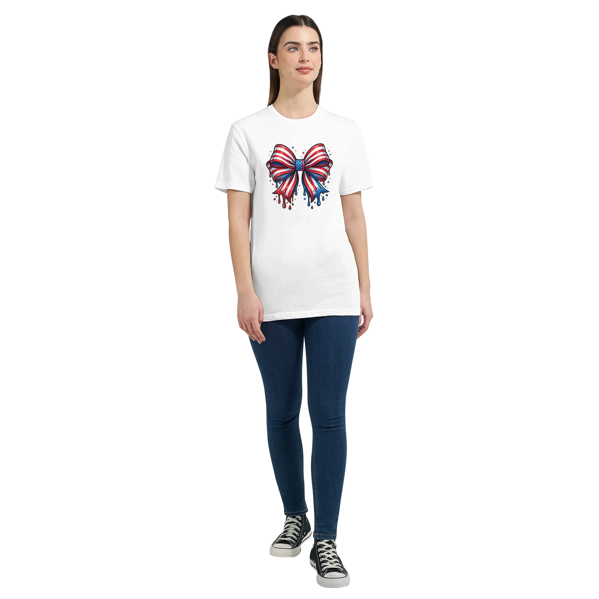 USA Flag Bow Women's T-Shirt | Patriotic Graphic Tee