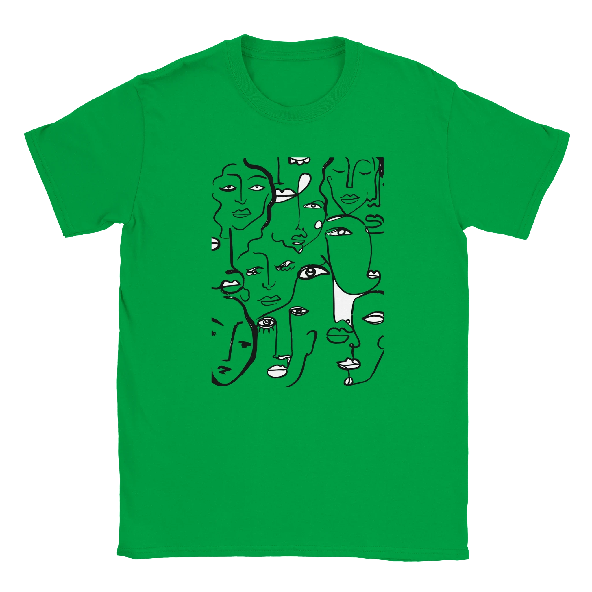 Artistic Many Faces Graphic T-Shirt - Premium Soft Ring-Spun Cotton Crewneck