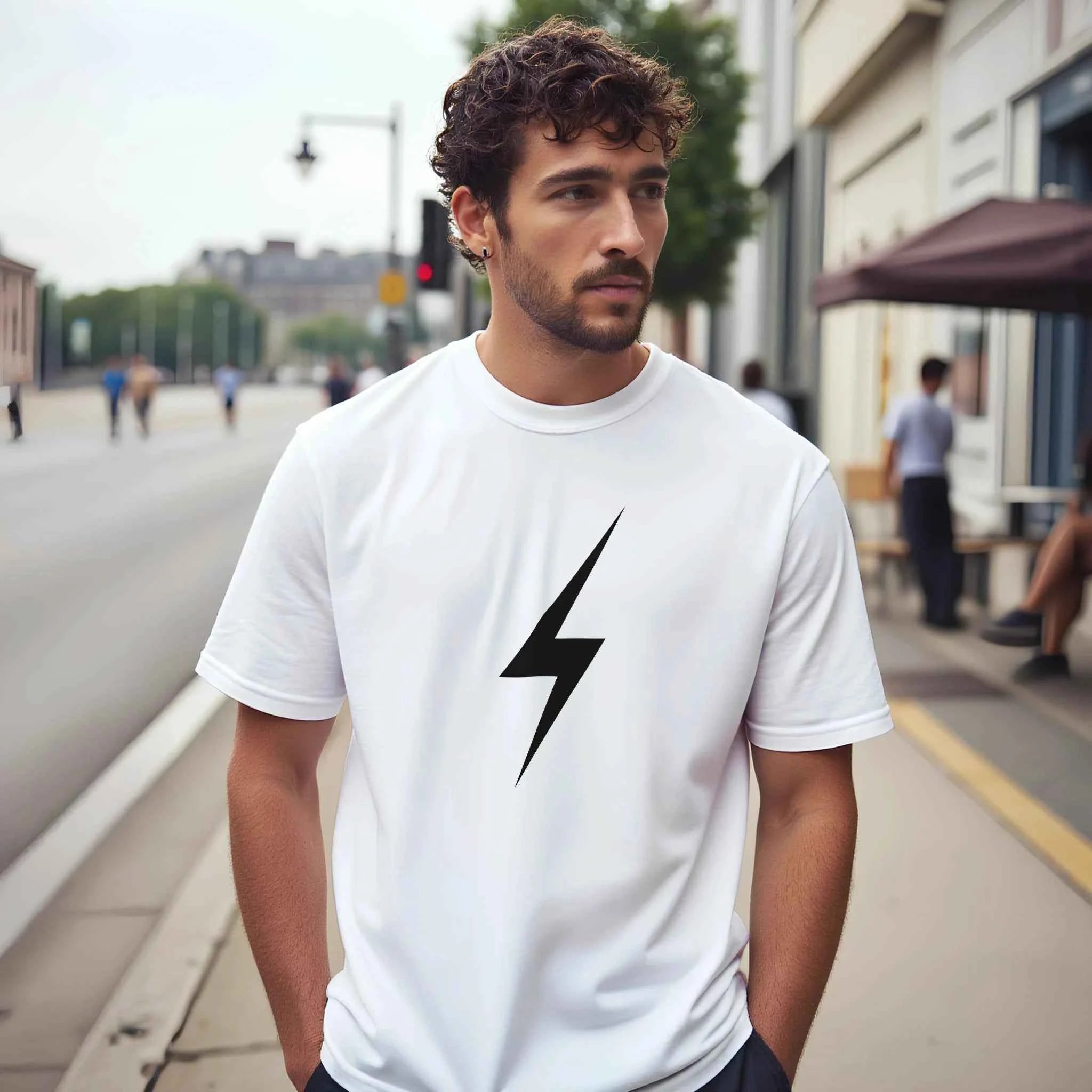 Lightning Bolt Graphic T-Shirt – Premium Cotton Spark Design Tee