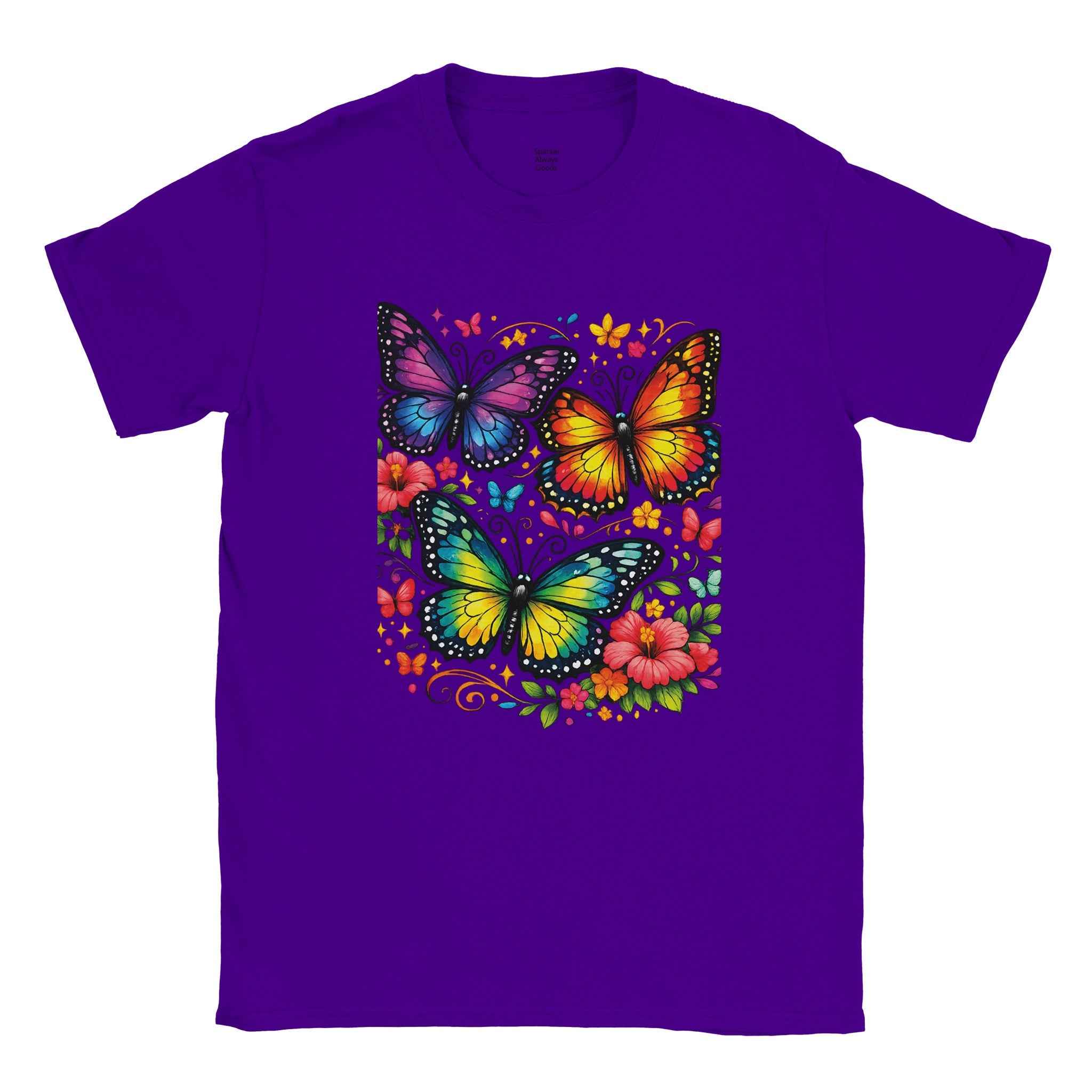 Chic Colorful Butterfly Graphic T-Shirt - 100% Cotton Summer Tee