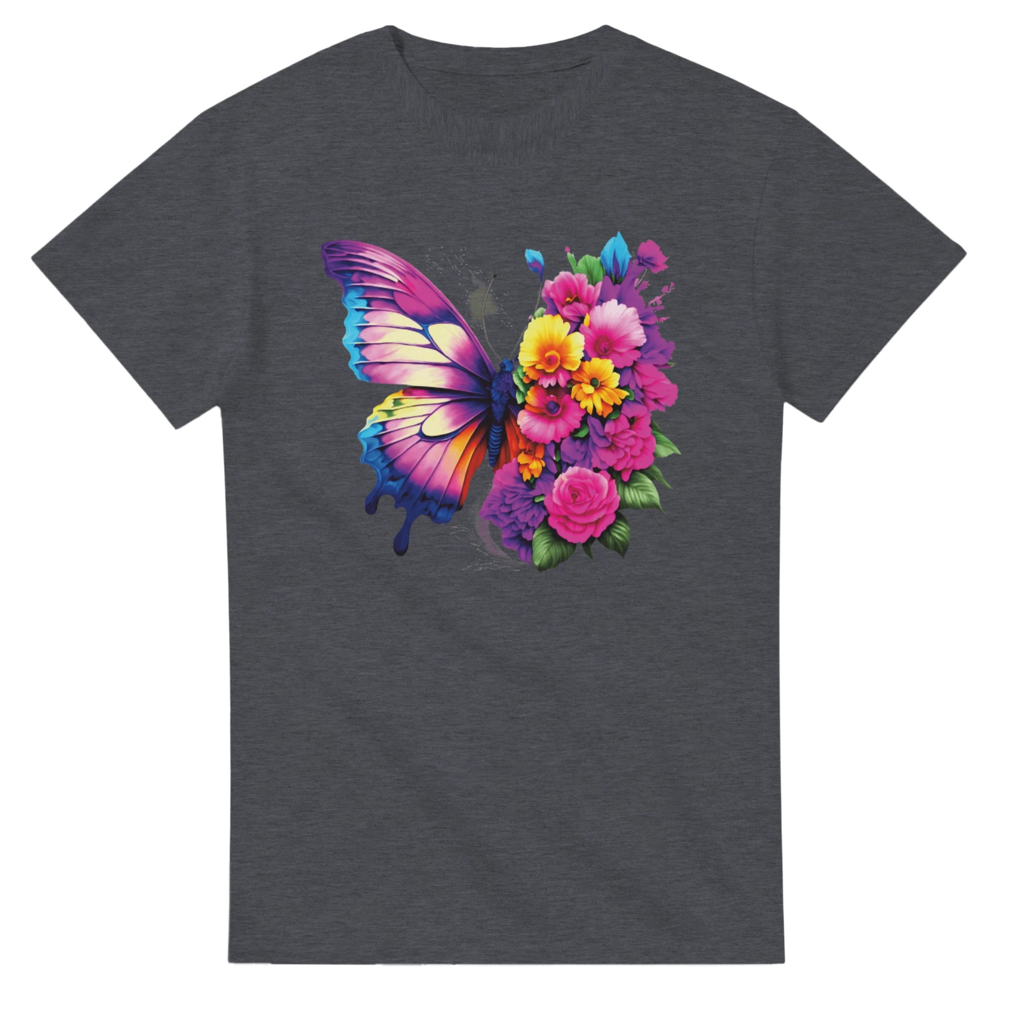 Butterfly and Flower Summer Bright T-Shirt – Casual Graphic Tee