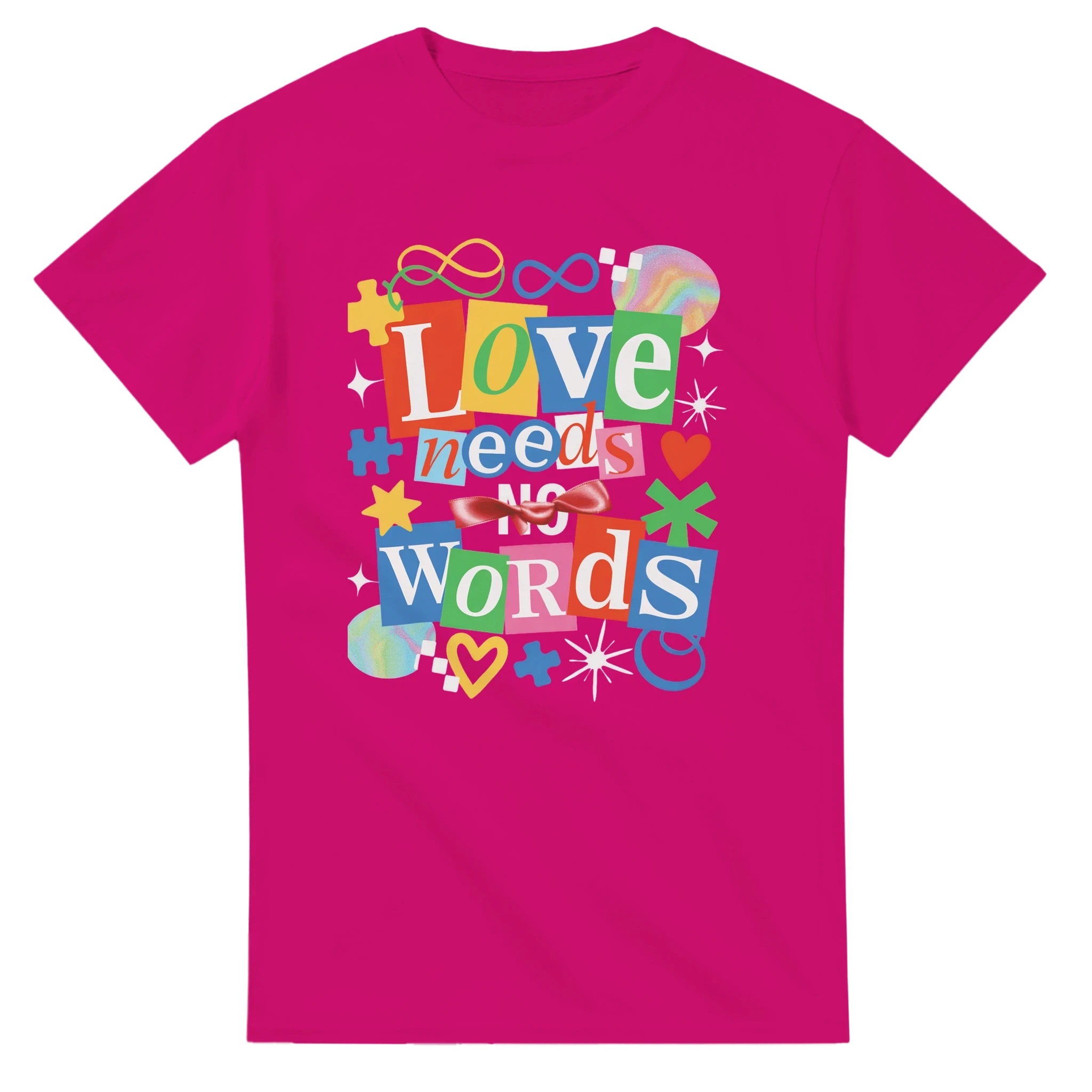 Love Needs Words Colorful Summer Graphic T-Shirt | Premium Heavyweight Cotton Tee