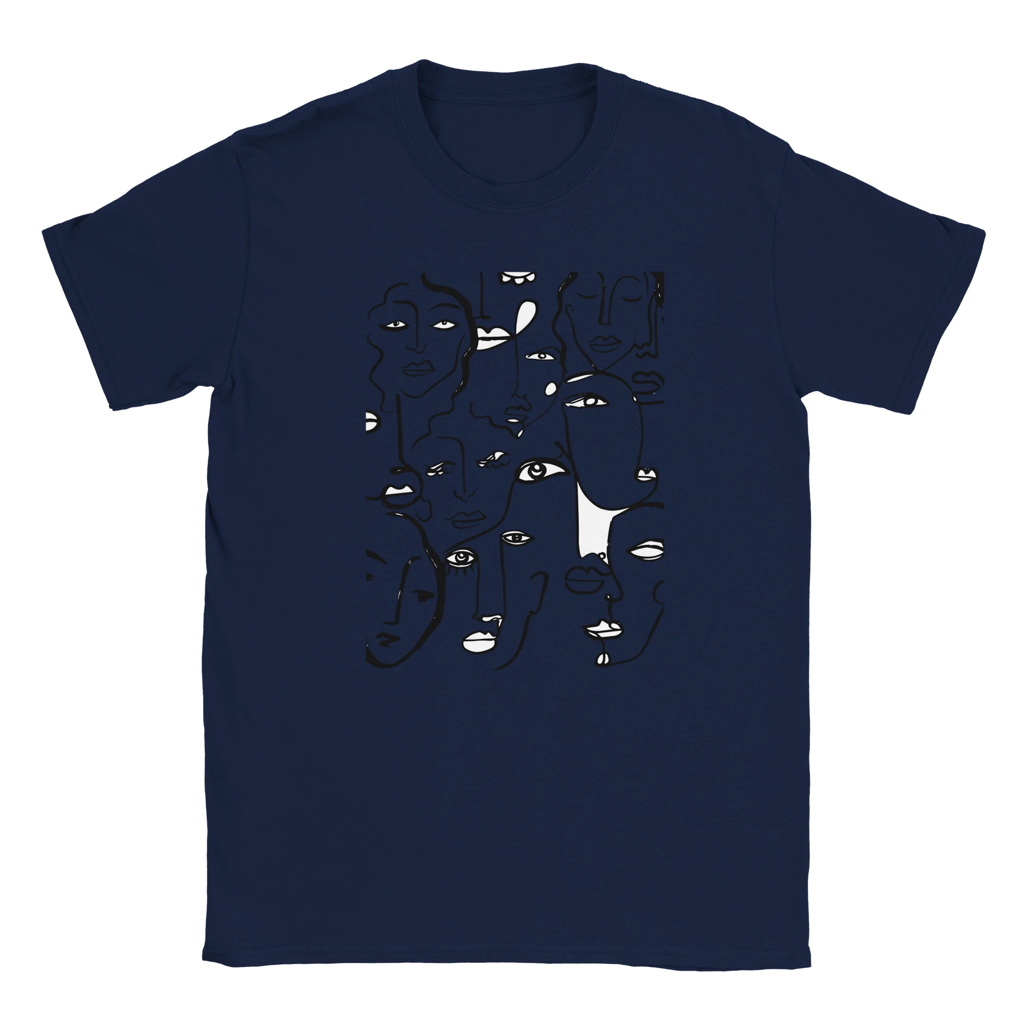 Artistic Many Faces Graphic T-Shirt - Premium Soft Ring-Spun Cotton Crewneck
