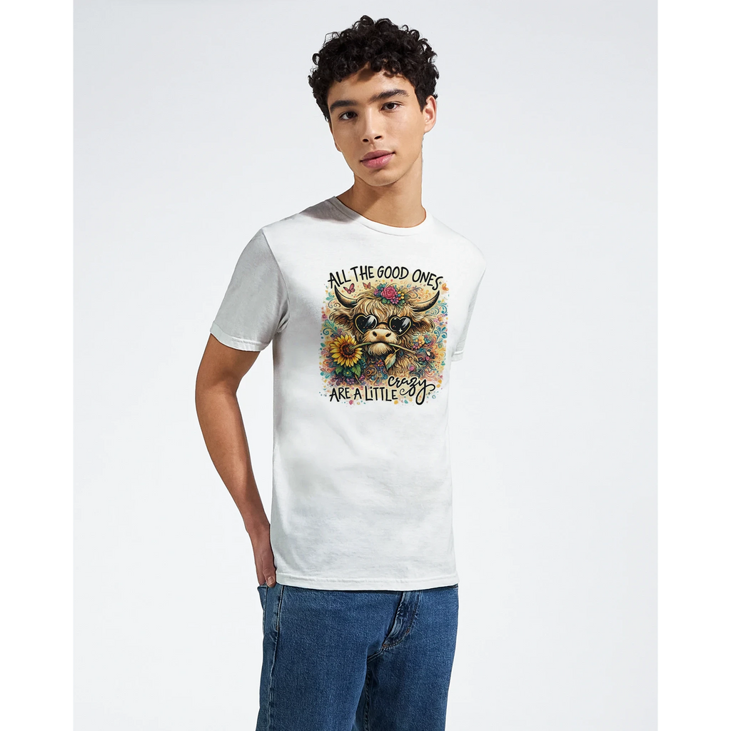 Good Ones Are Crazy Funny Cow Graphic T-Shirt - Premium Unisex Cotton Tee