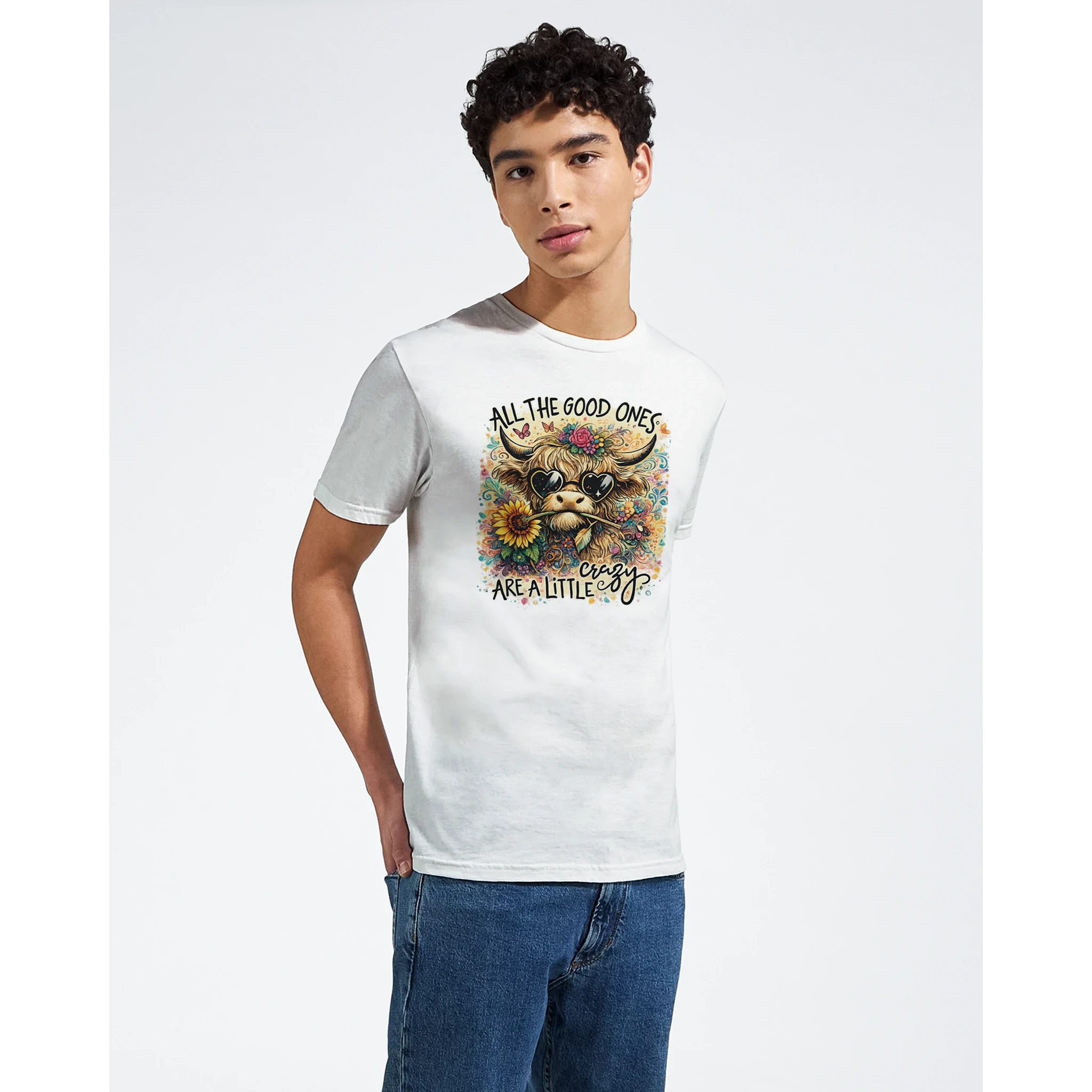 Good Ones Are Crazy Funny Cow Graphic T-Shirt - Premium Unisex Cotton Tee