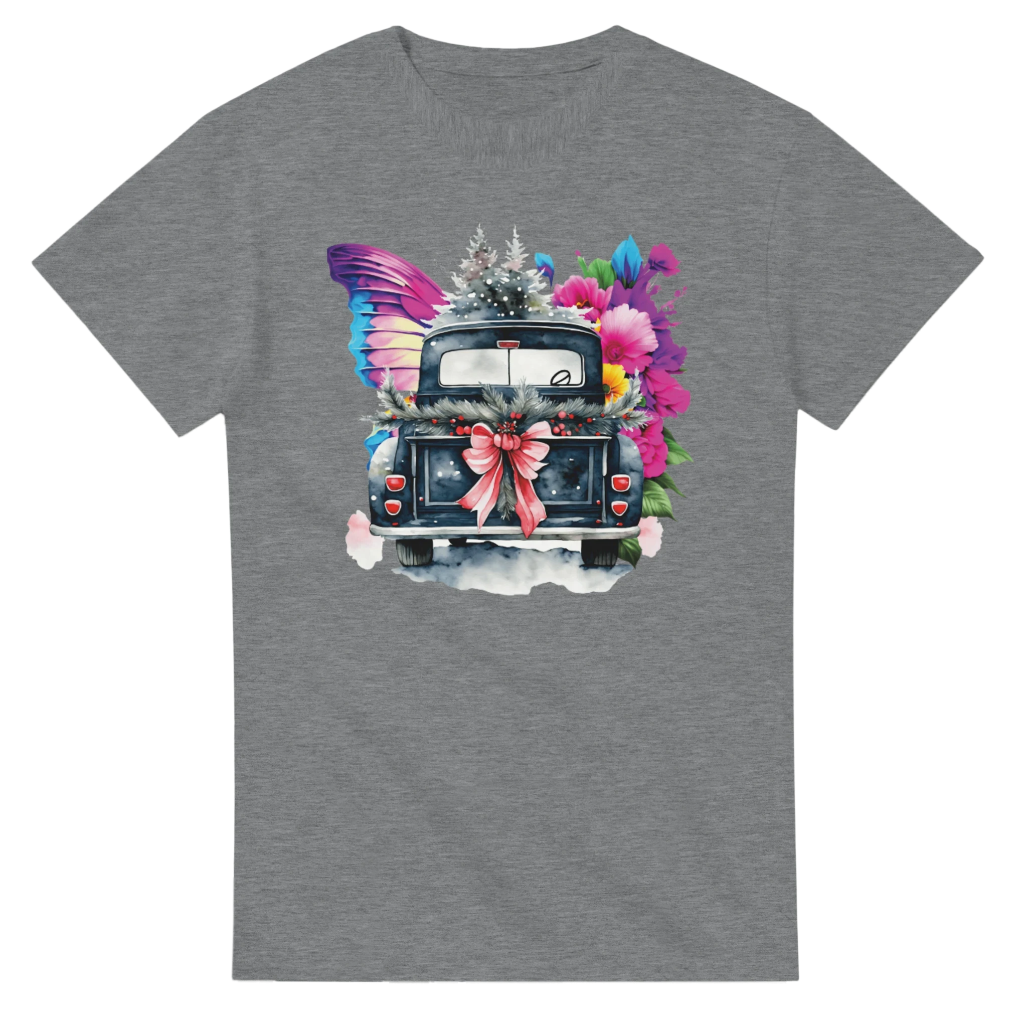 Bright Truck and Butterfly Design Heavyweight Unisex Crewneck T-shirt | Gildan® 5000