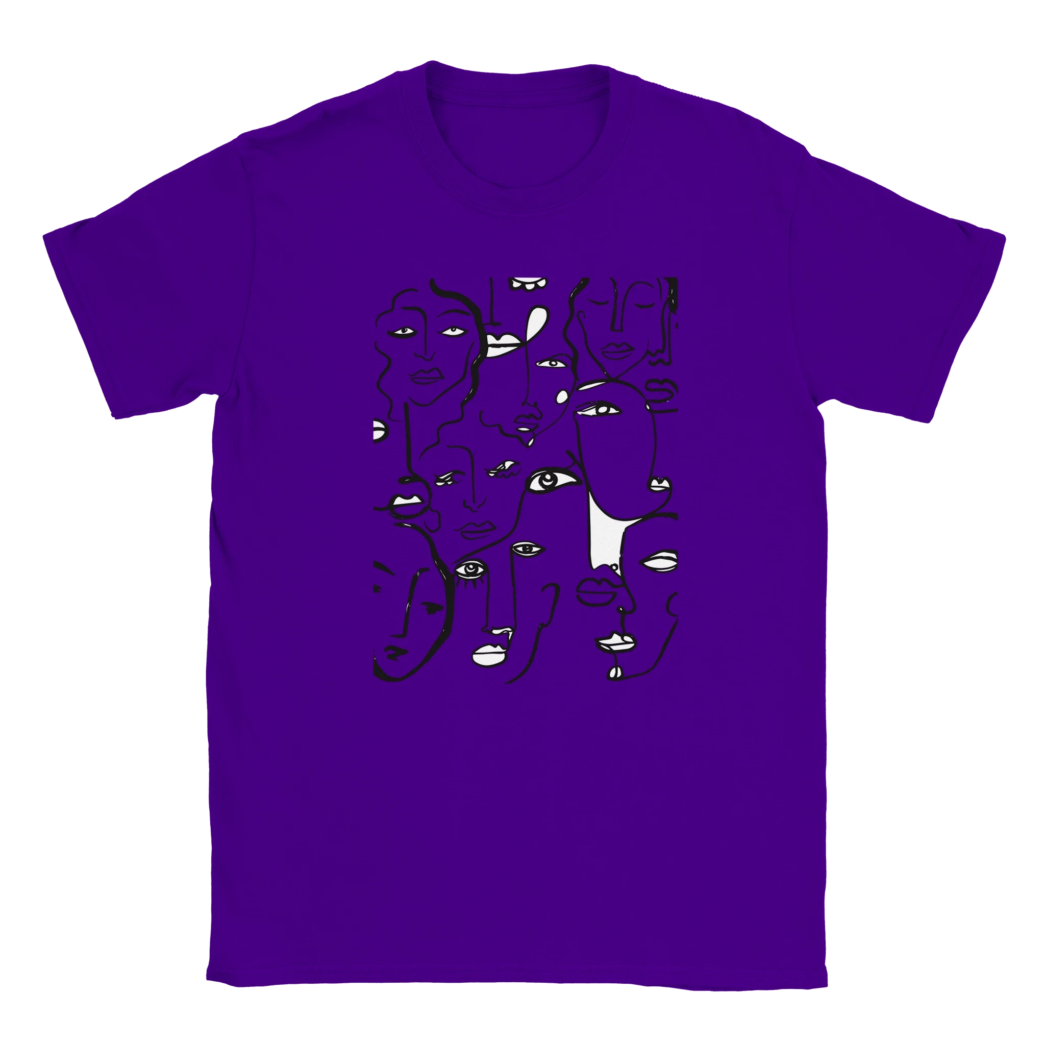 Artistic Many Faces Graphic T-Shirt - Premium Soft Ring-Spun Cotton Crewneck