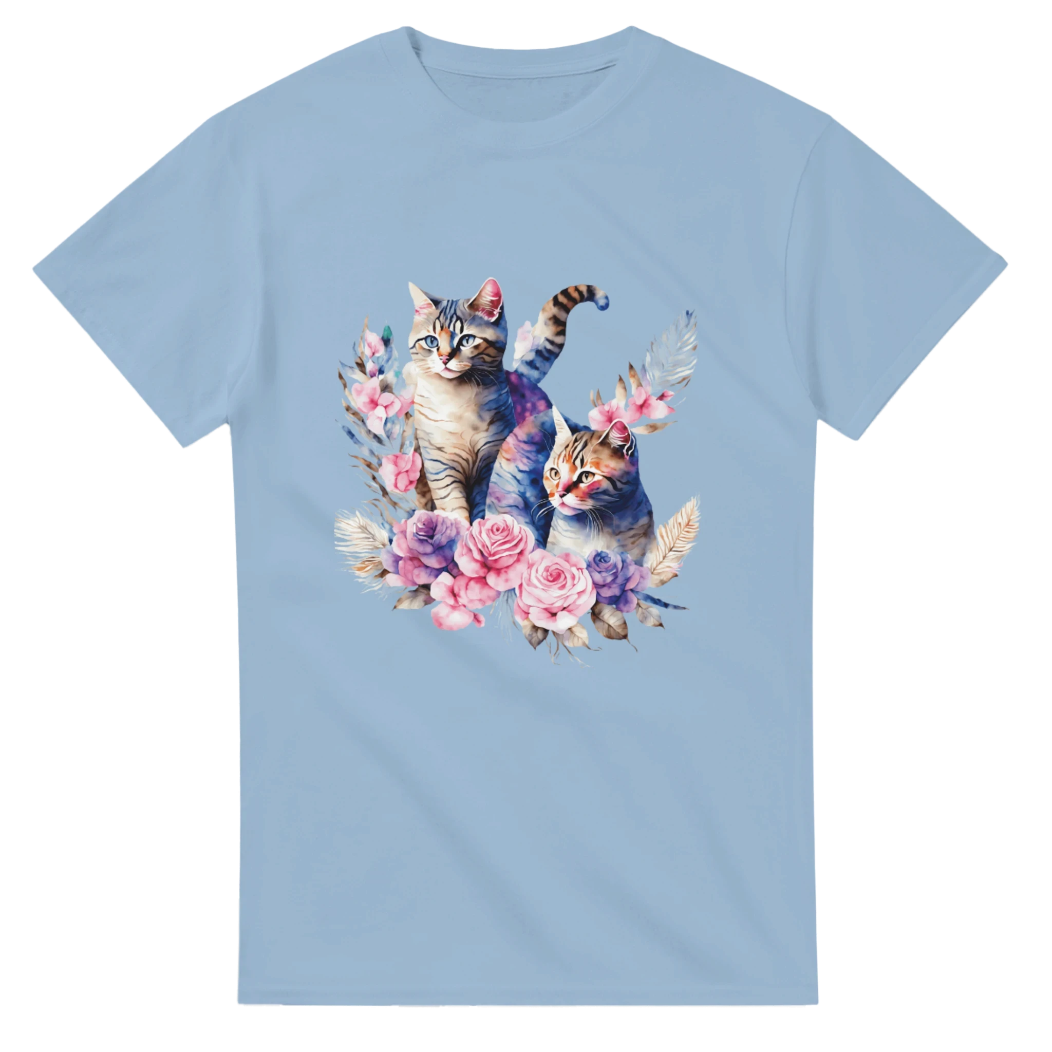Colorful Cat Cotton T-Shirt - Premium Casual Crewneck Ideal Gift or for Cat Owners