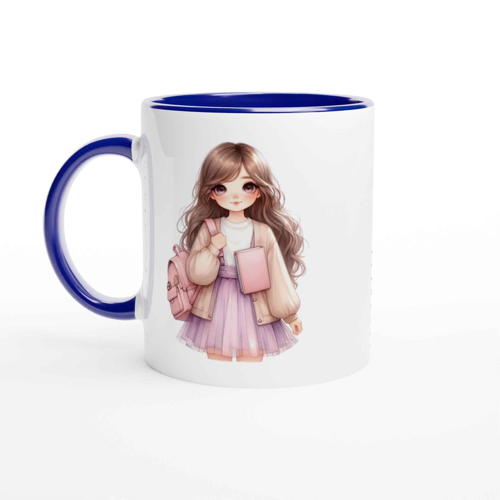Cute Girl Mug, Aesthetic Coffee Cup, Personalized Gift for Her, Kawaii Ceramic Mug, Tea Lover Gift, Unique Illustration Drinkware