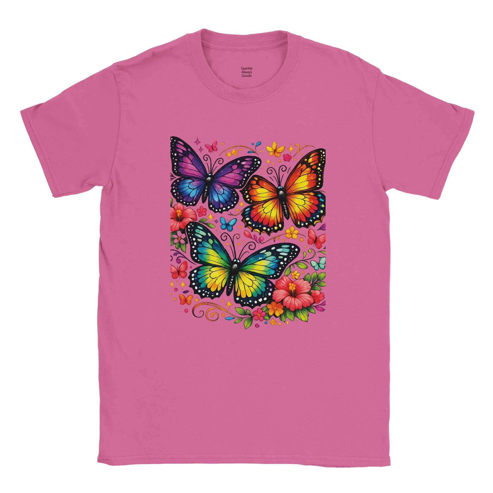 Chic Colorful Butterfly Graphic T-Shirt - 100% Cotton Summer Tee