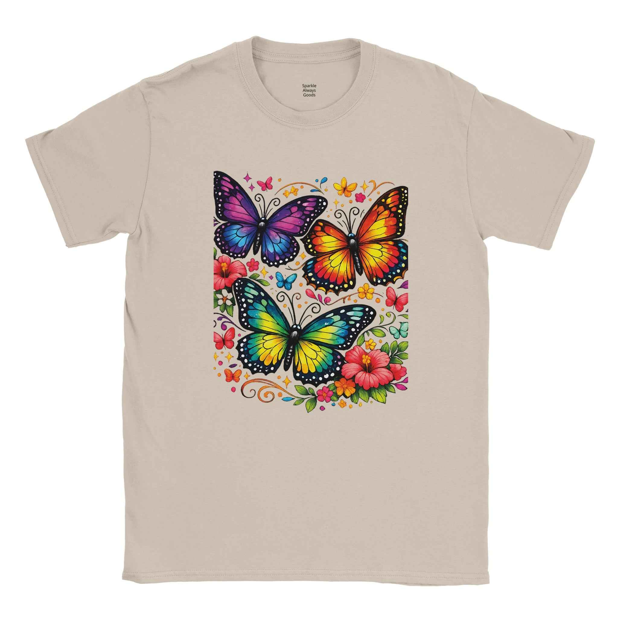Chic Colorful Butterfly Graphic T-Shirt - 100% Cotton Summer Tee