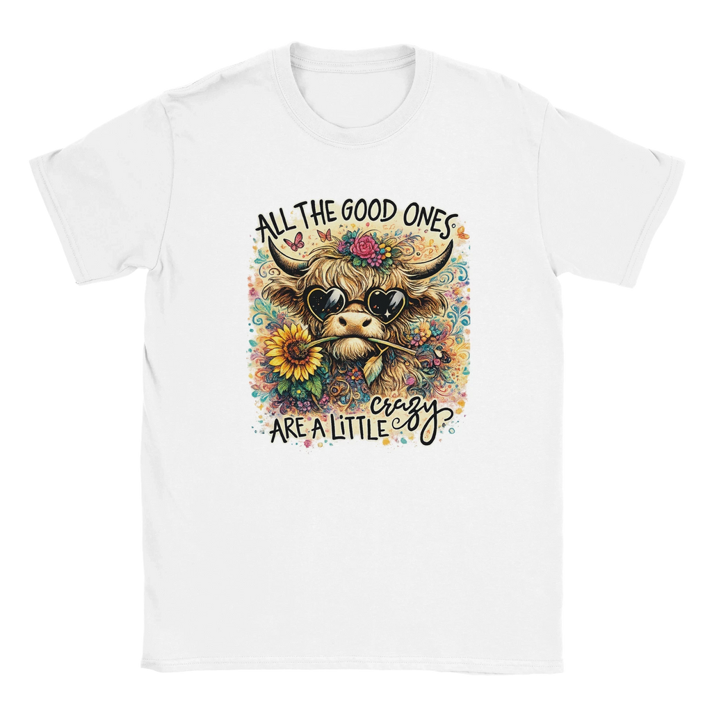 Good Ones Are Crazy Funny Cow Graphic T-Shirt - Premium Unisex Cotton Tee