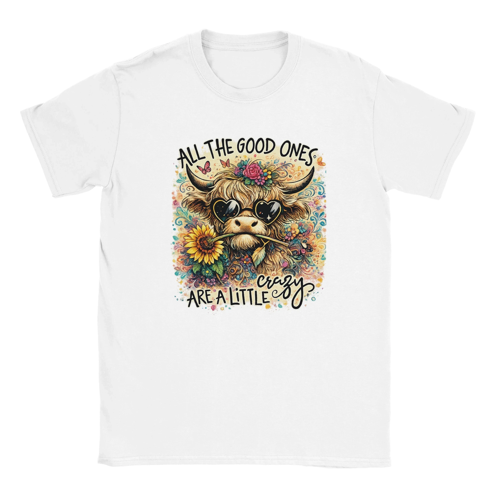 Good Ones Are Crazy Funny Cow Graphic T-Shirt - Premium Unisex Cotton Tee