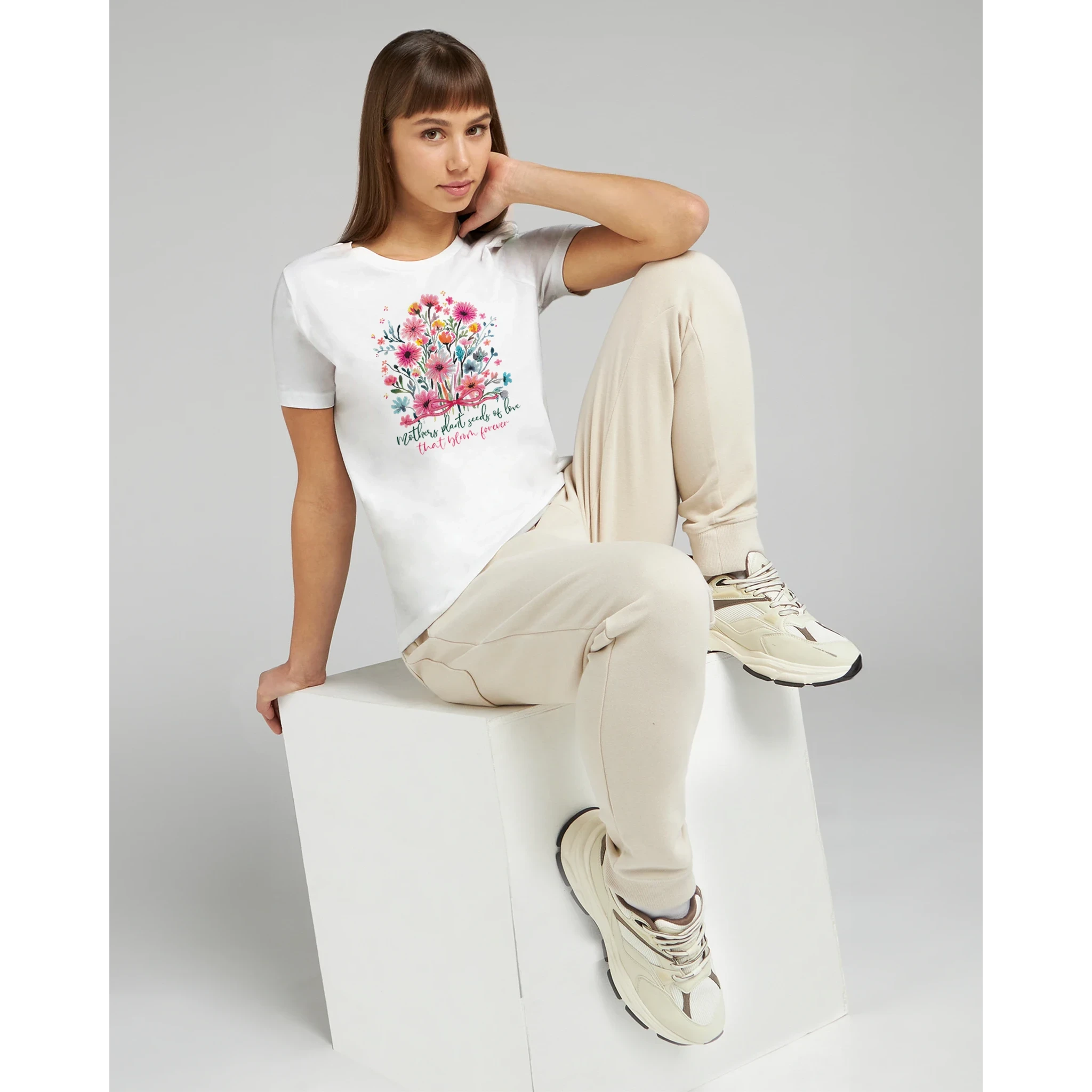 Mothers Always Sew Seeds That Flower Floral Women's Tee - Graphic Mother's Day Shirt