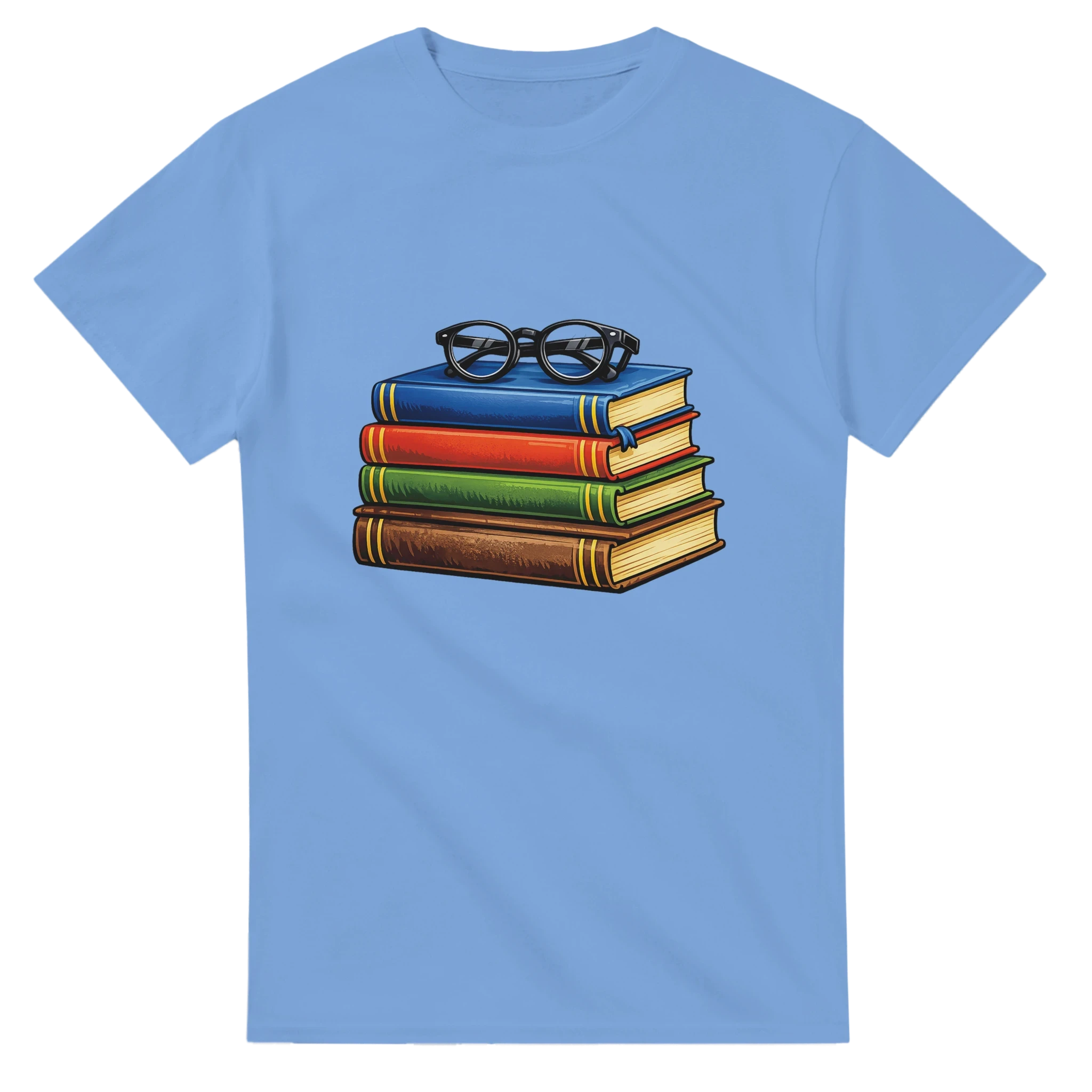 Books and Glasses Graphic T-Shirt – Premium Heavyweight Cotton Tee for Book Lovers or Teacher Gift or Student