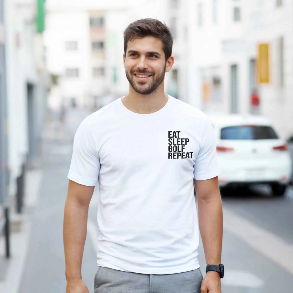 Golf Graphic T-Shirt - Heavyweight Cotton Classic Fit EAT SLEEP REPEAT GOLF