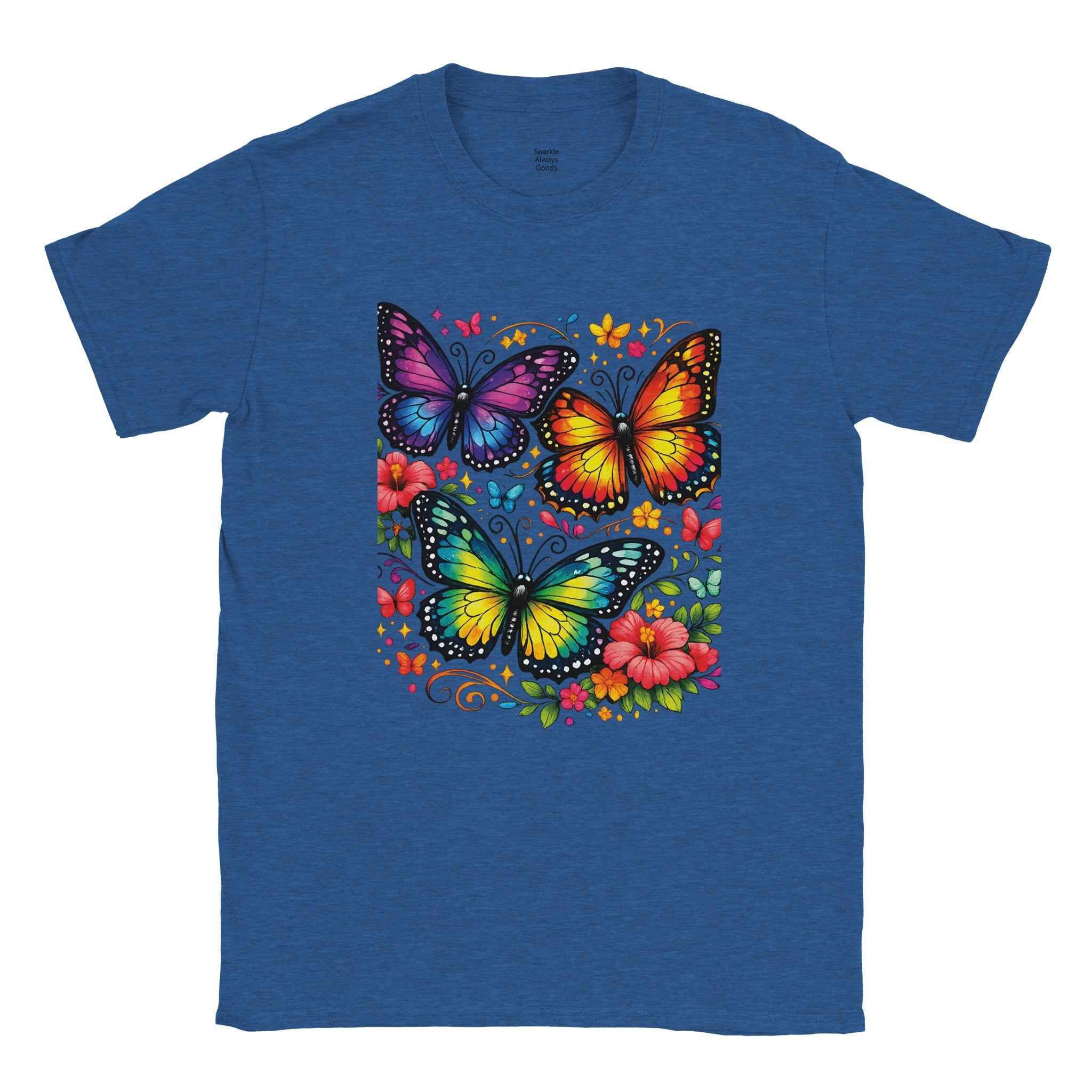 Chic Colorful Butterfly Graphic T-Shirt - 100% Cotton Summer Tee