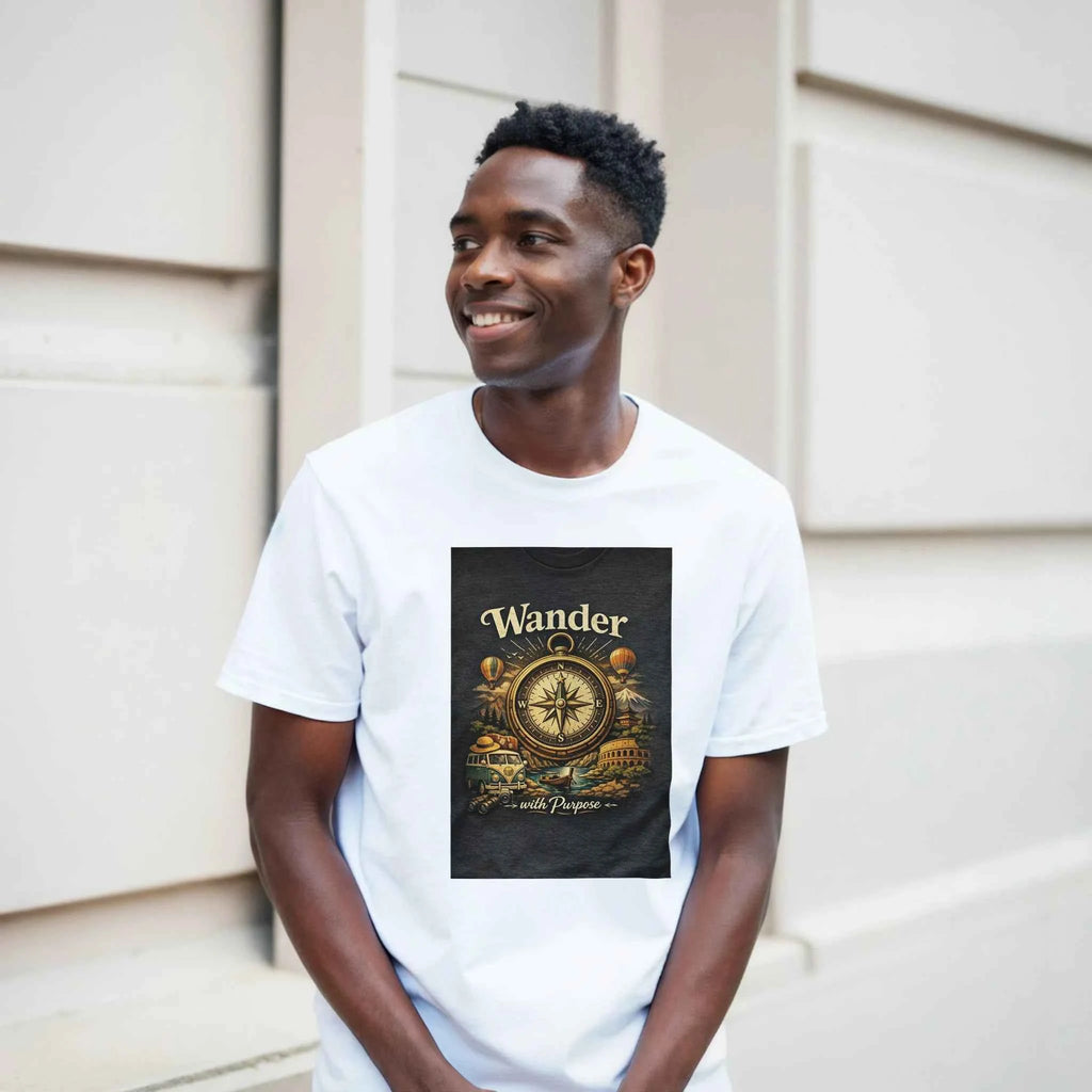 Vintage Wander With Purpose Travel T-Shirt – Premium Soft Cotton Graphic Tee