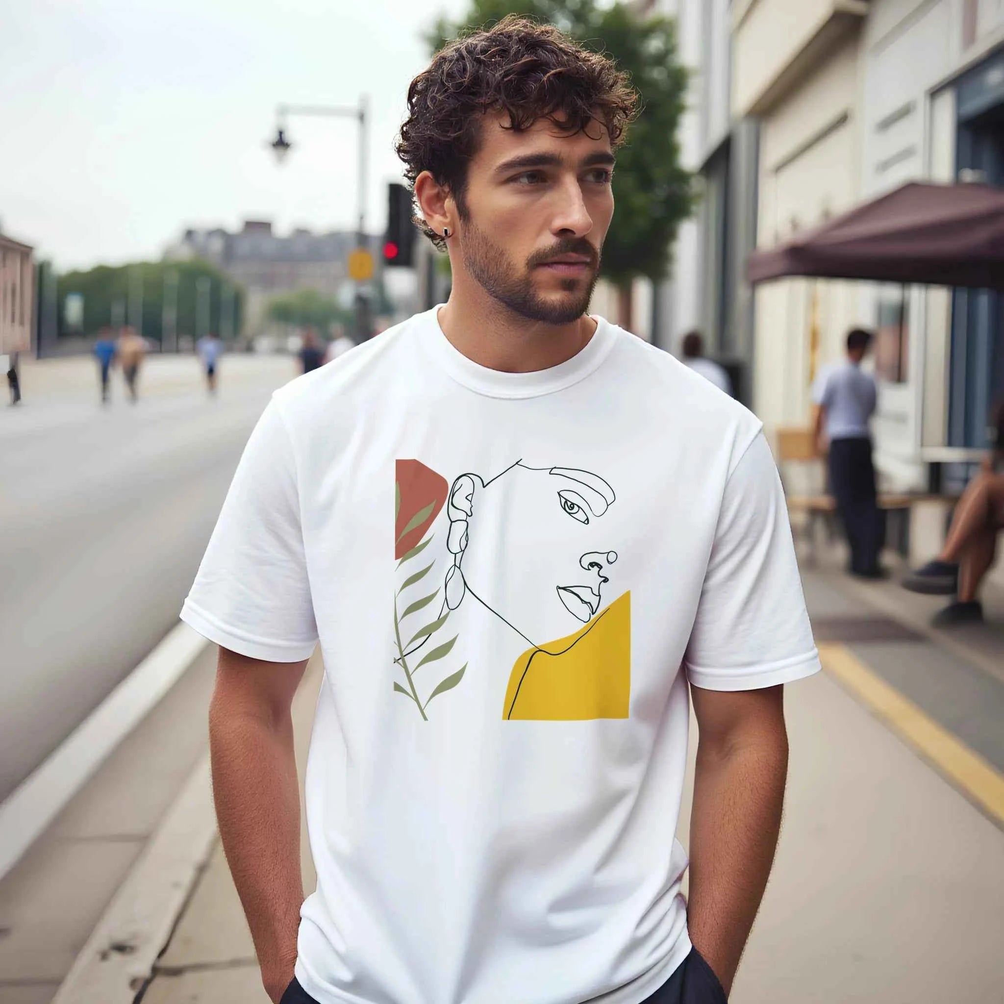 Women's Face Portrait Graphic T-Shirt - Black and White Art Tee