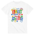 Love Needs Words Colorful Summer Graphic T-Shirt | Premium Heavyweight Cotton Tee