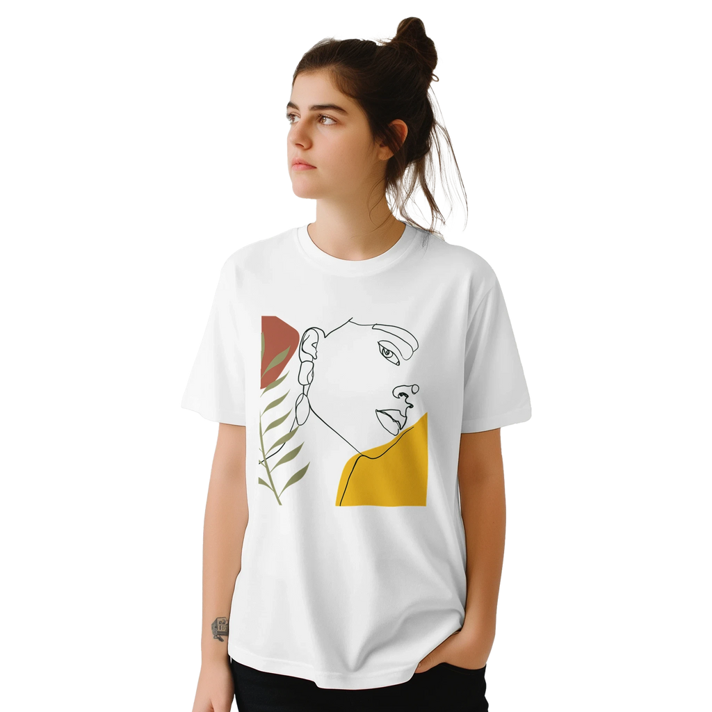 Women's Face Portrait Graphic T-Shirt - Black and White Art Tee