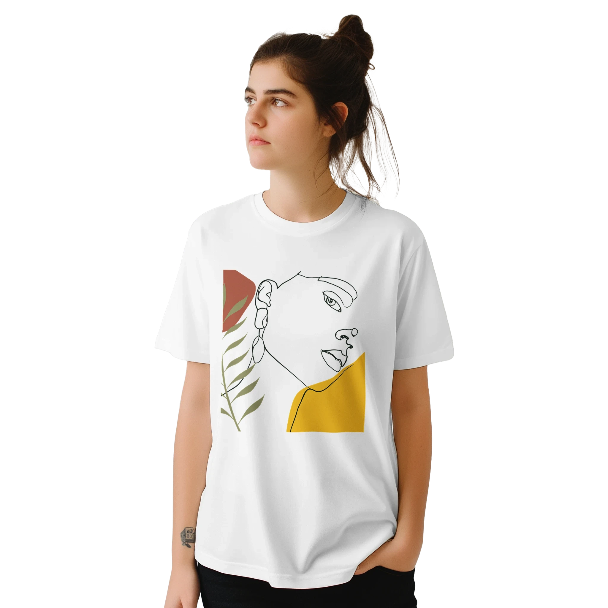 Women's Face Portrait Graphic T-Shirt - Black and White Art Tee