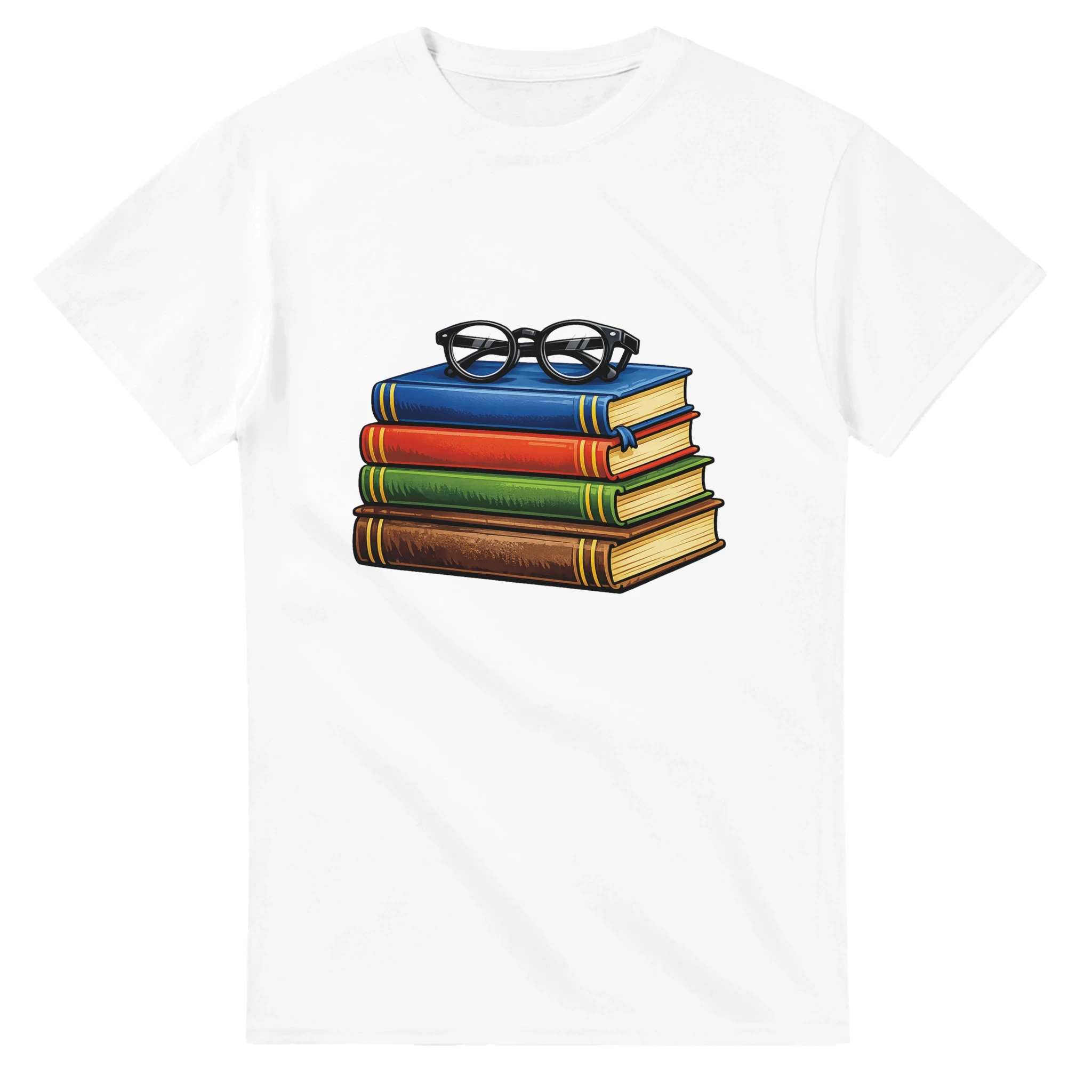 Books and Glasses Graphic T-Shirt – Premium Heavyweight Cotton Tee for Book Lovers or Teacher Gift or Student