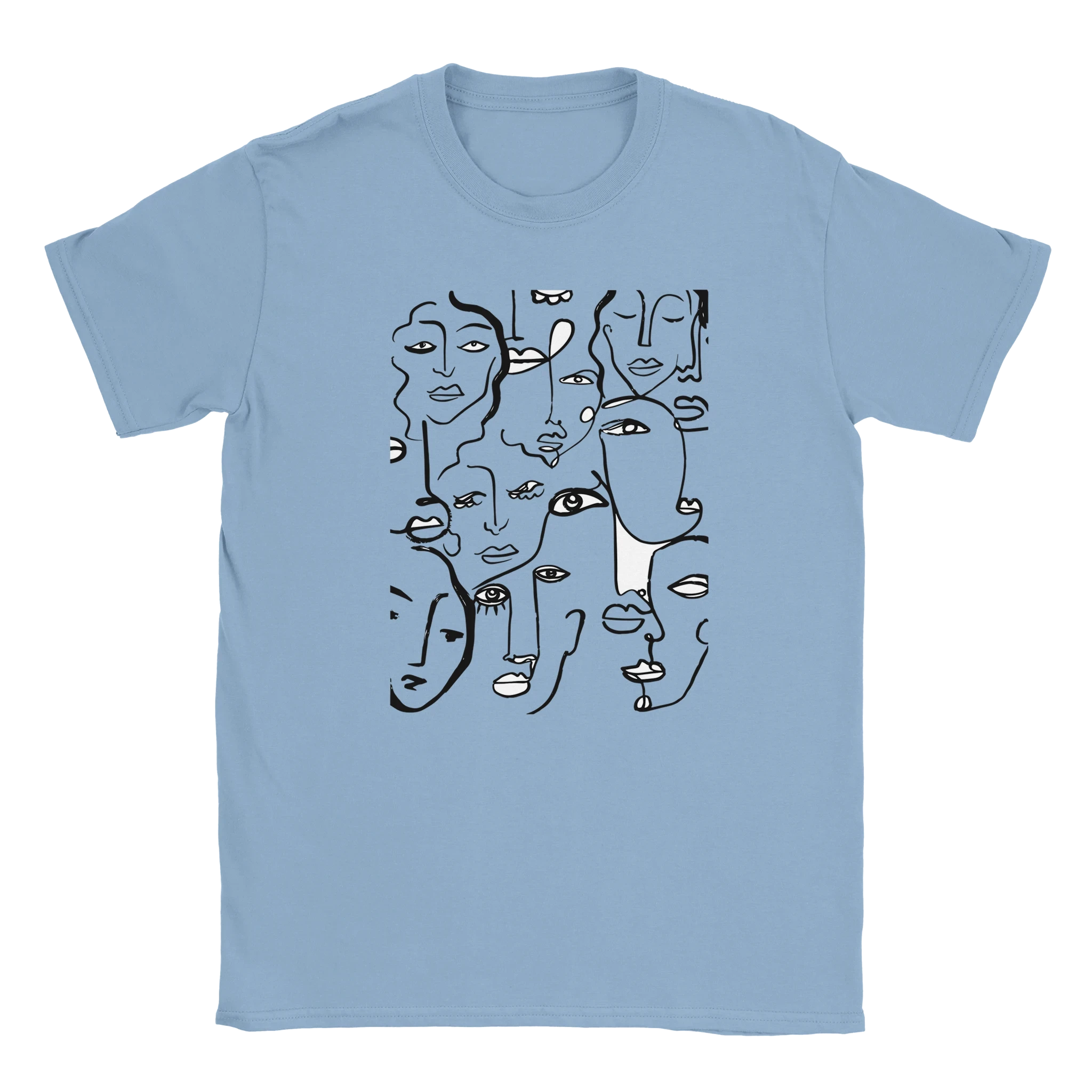 Artistic Many Faces Graphic T-Shirt - Premium Soft Ring-Spun Cotton Crewneck