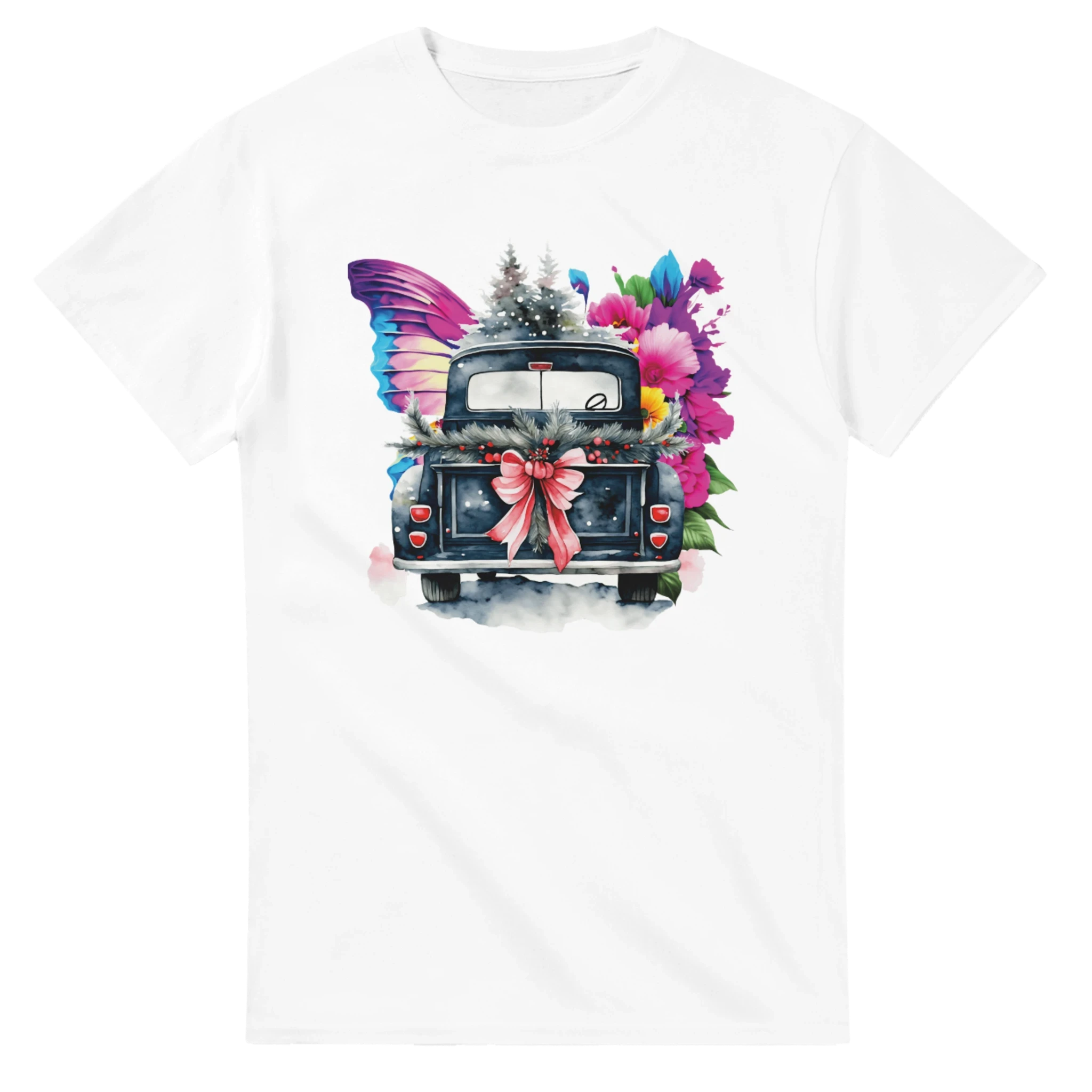 Bright Truck and Butterfly Design Heavyweight Unisex Crewneck T-shirt | Gildan® 5000