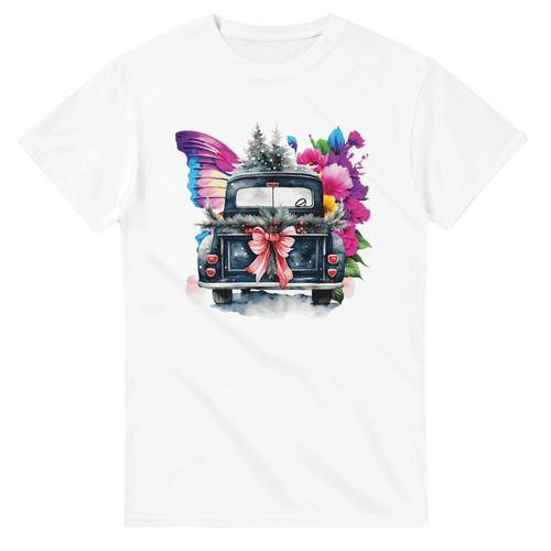 Bright Truck and Butterfly Design Heavyweight Unisex Crewneck T-shirt | Gildan® 5000