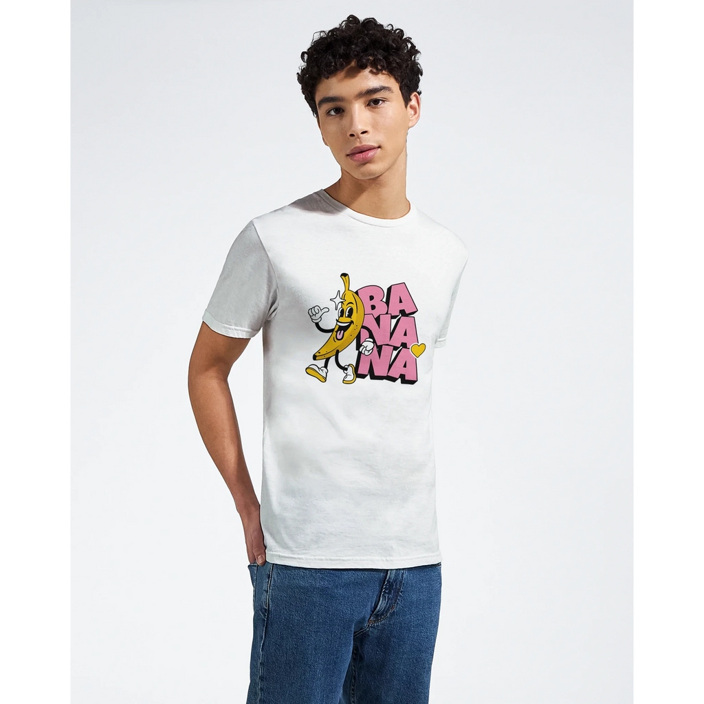 Smiling Banana Graphic T-Shirt - Premium Soft Cotton Crewneck