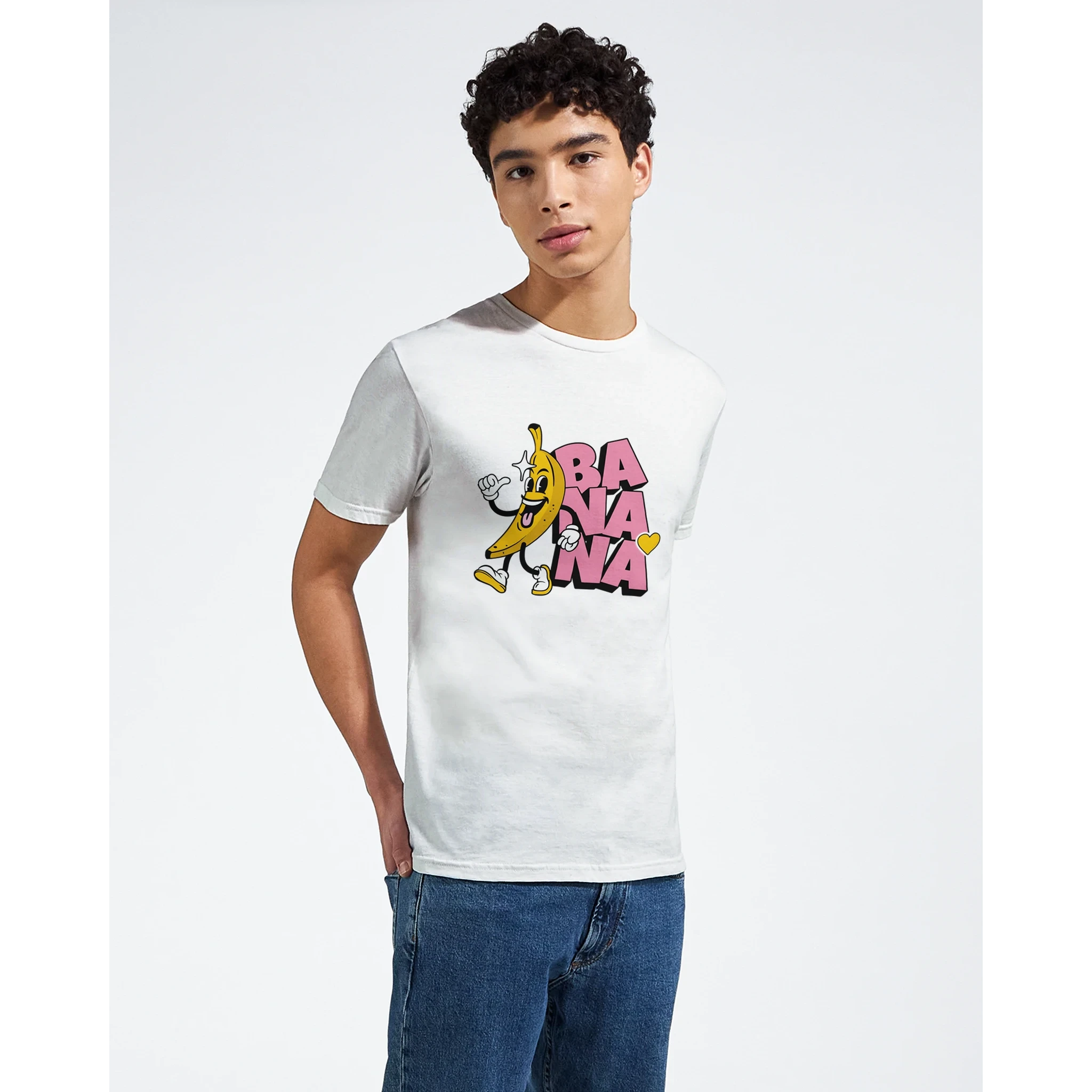 Smiling Banana Graphic T-Shirt - Premium Soft Cotton Crewneck